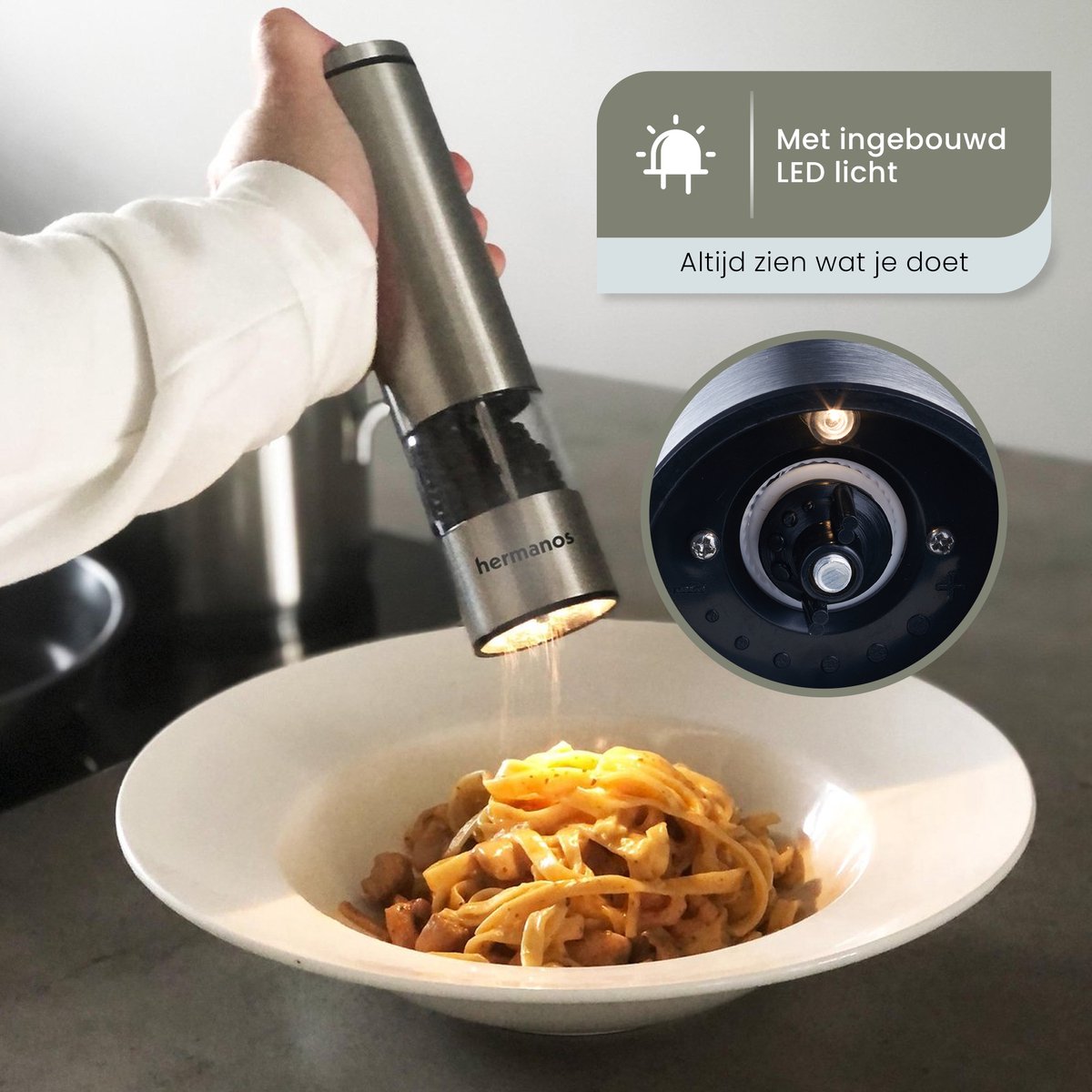 Pepper & Salt Grinder Set Electric - Silver
