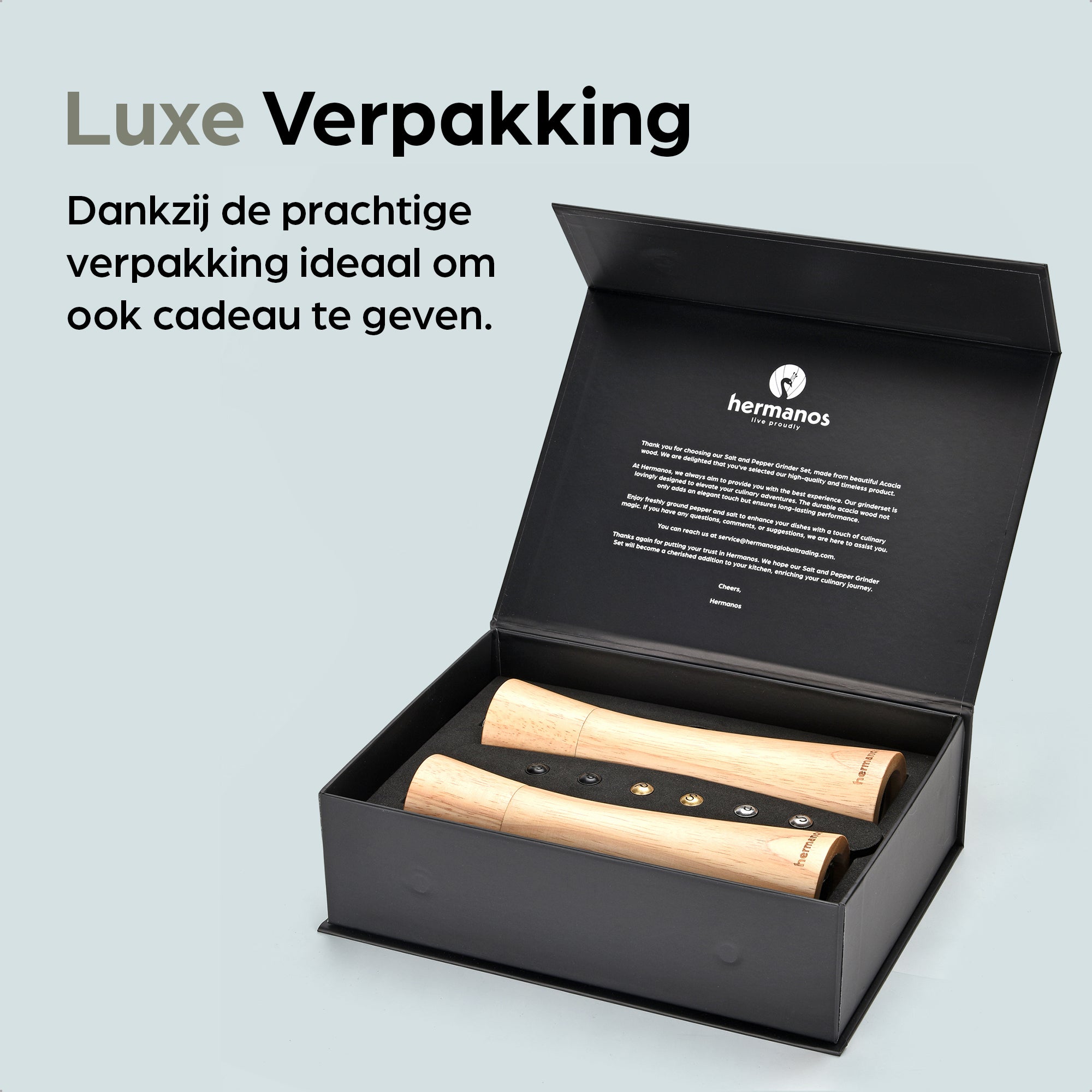 Peper-en Zoutmolen Set Handmatig Blank - Bali - 22cm