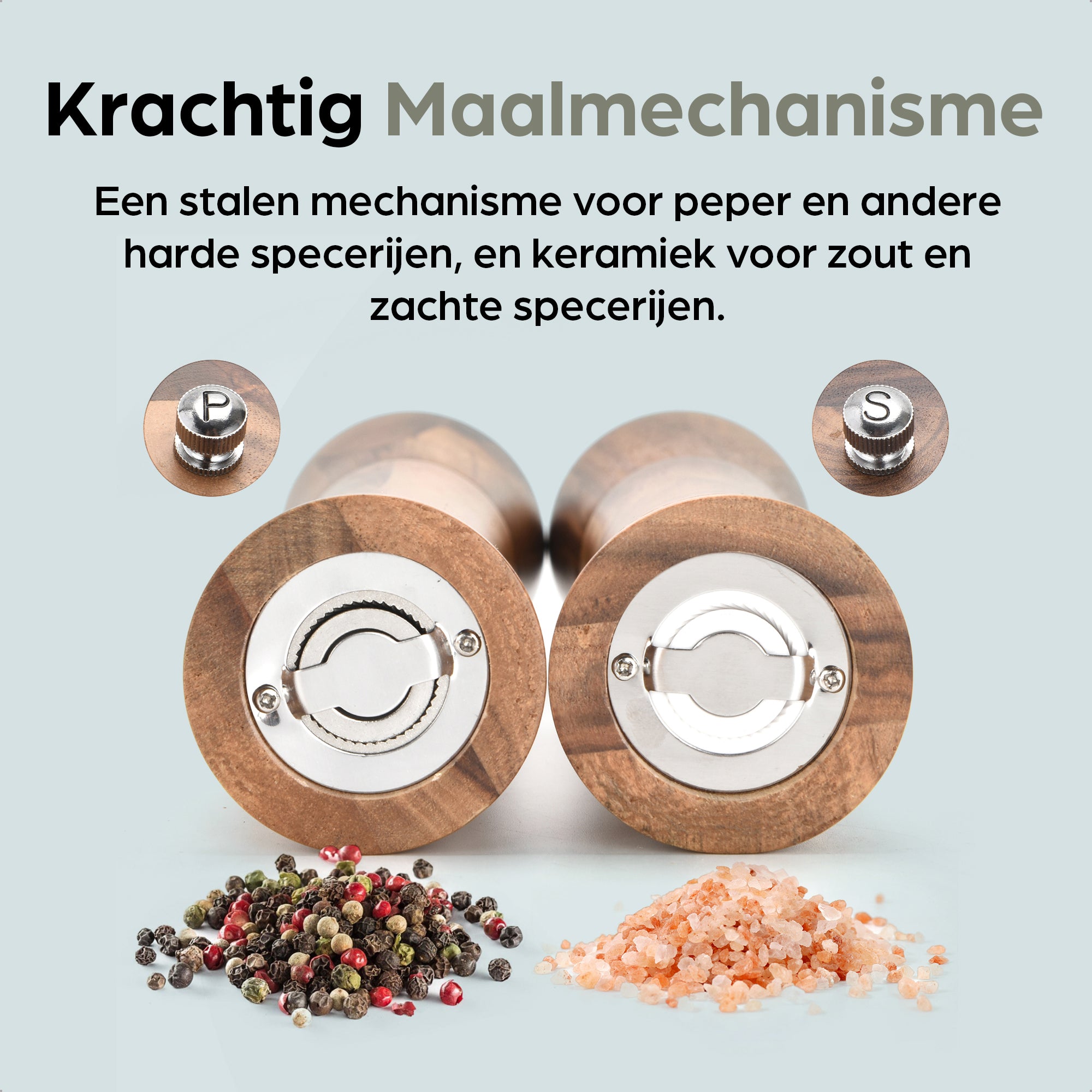 Peper-en Zoutmolen Set Handmatig Bruin - Bali - 22cm