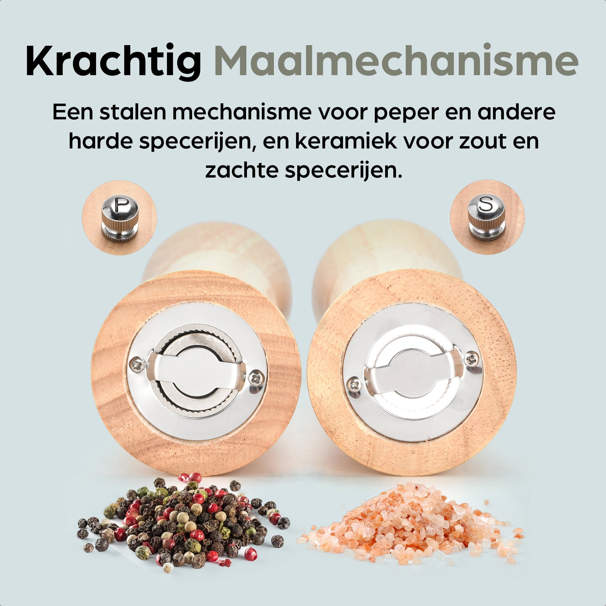 Peper-en Zoutmolen Set Handmatig Blank - Bali - 22cm