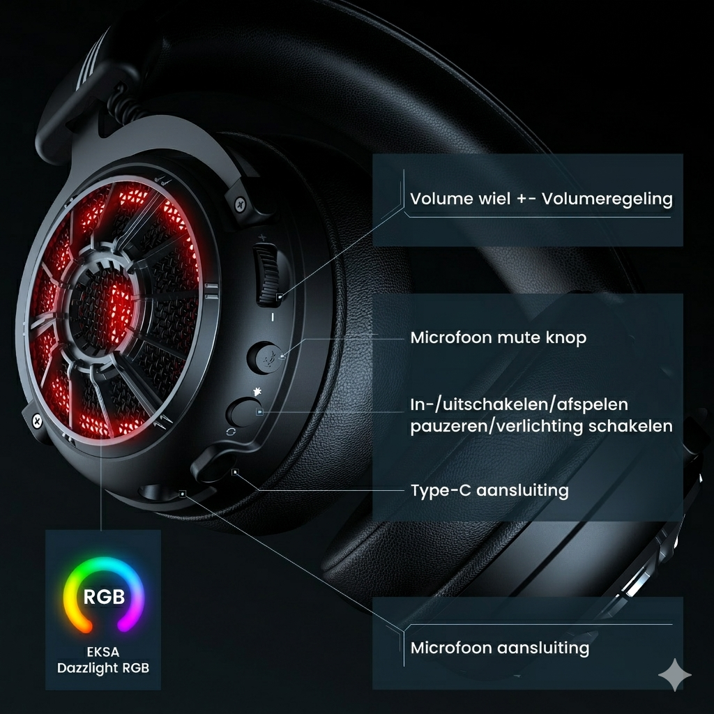 Gaming Headset Draadloos met Microfoon - PS5 PC Xbox Switch - Eksa