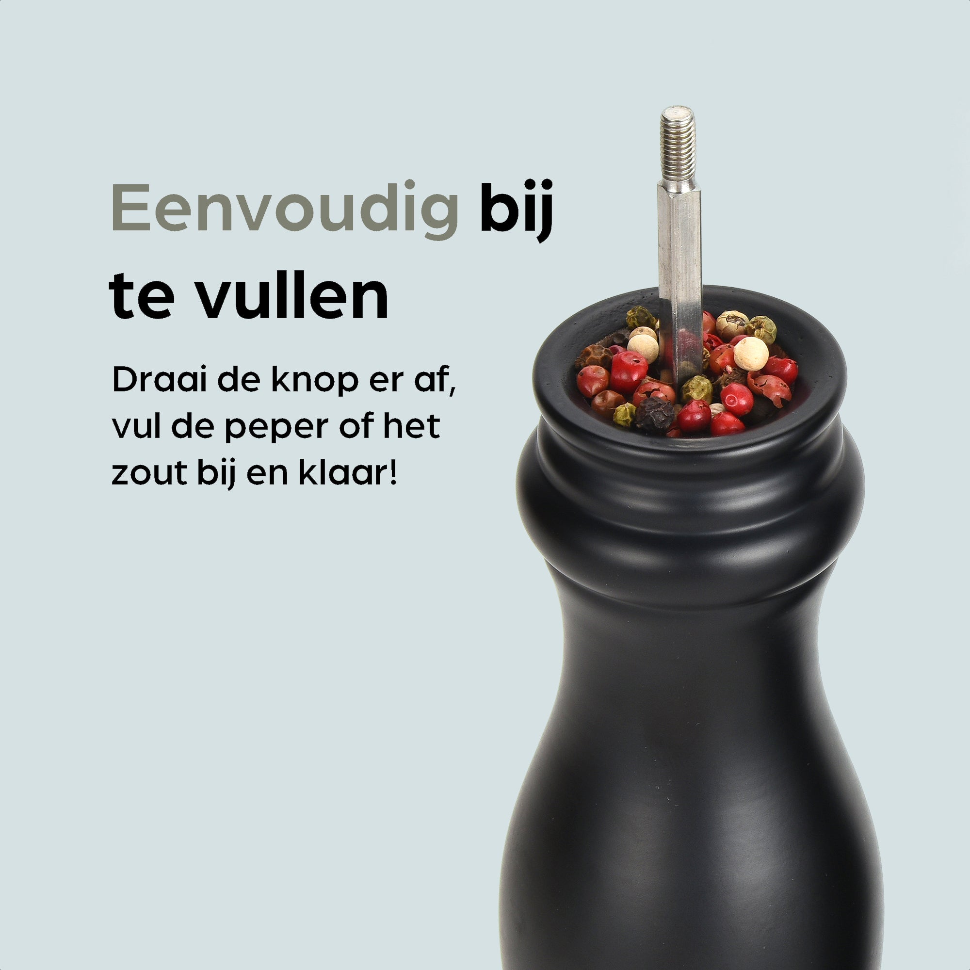 Peper en Zoutmolen Set Handmatig Lyon - Zwart - 22cm