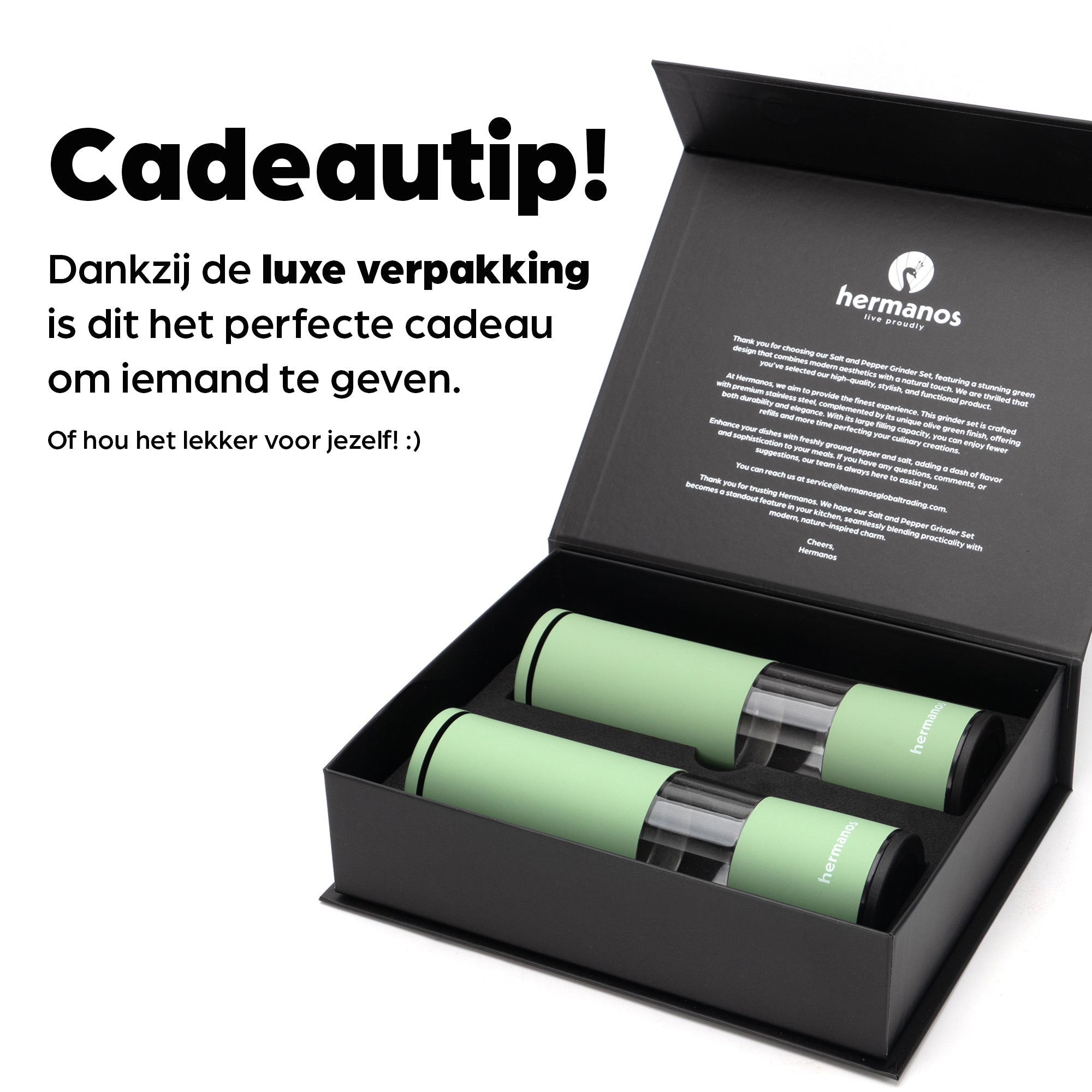 Peper en Zoutmolen Set Handmatig Groen - Oslo - 19cm