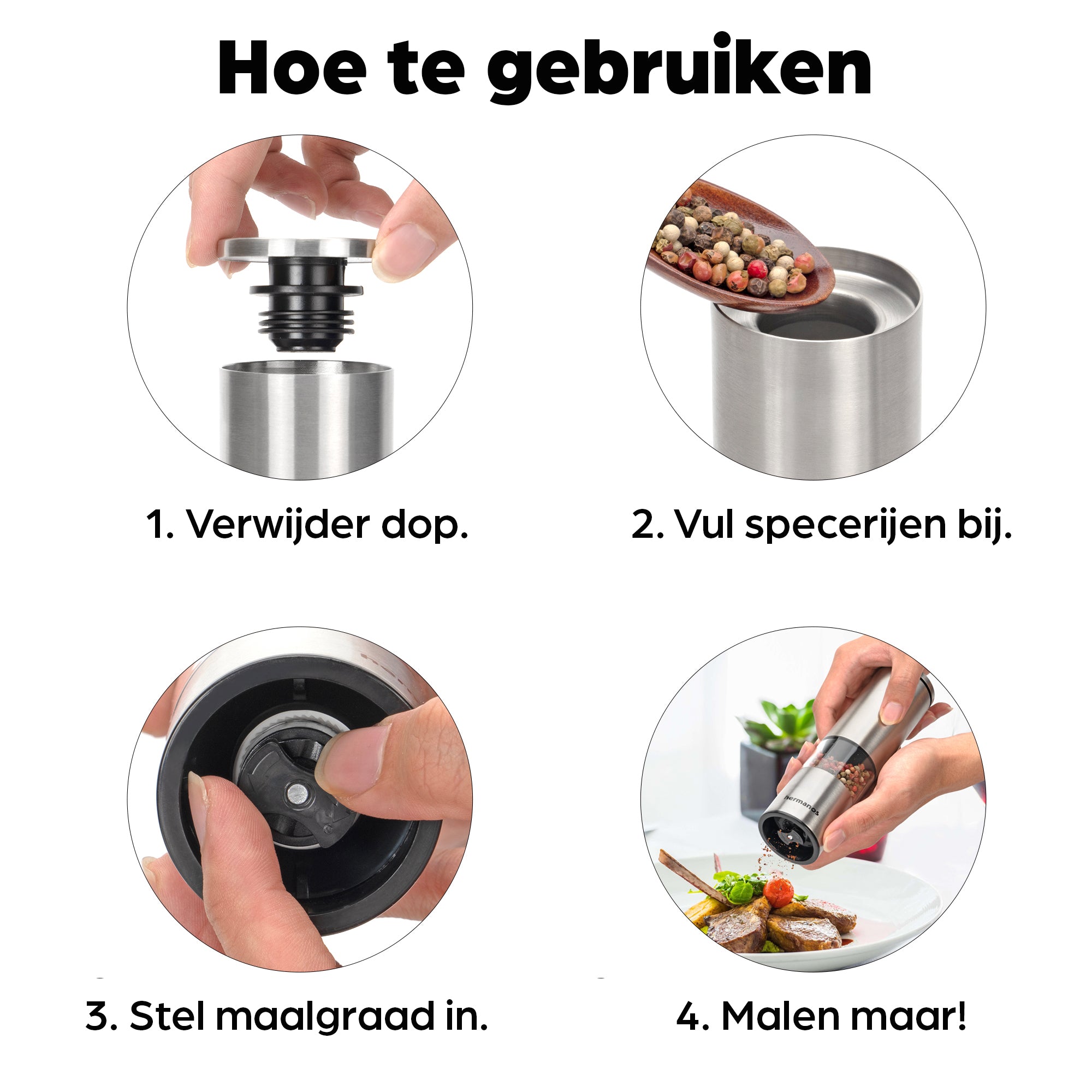 Peper en Zoutmolen Set Handmatig Zilver - Oslo - 19cm