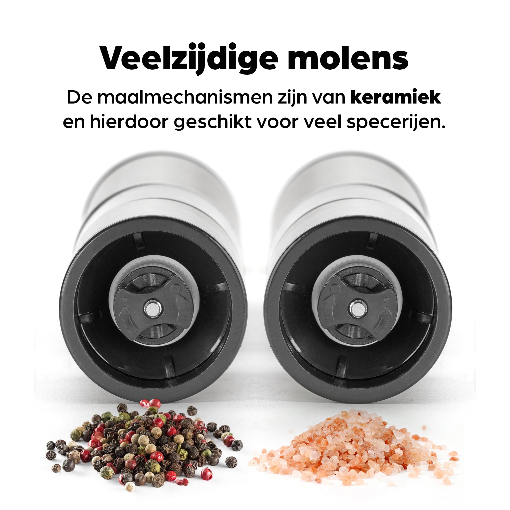 Peper en Zoutmolen Set Handmatig Zilver - Oslo - 19cm