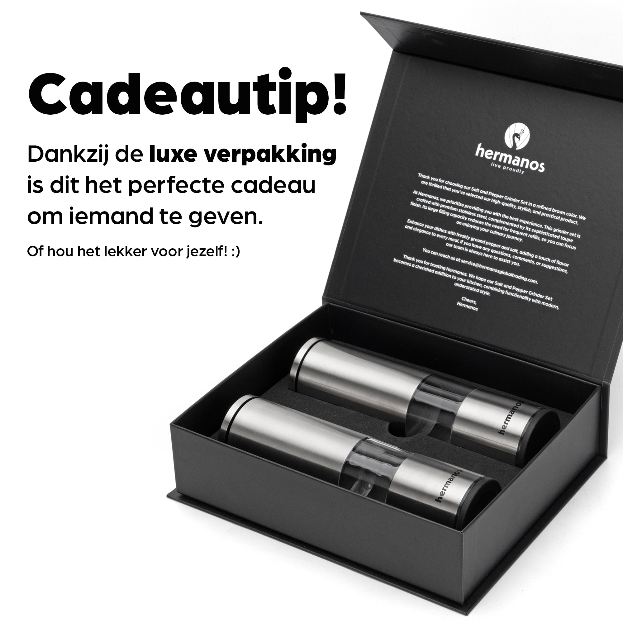 Peper en Zoutmolen Set Handmatig Zilver - Oslo - 19cm