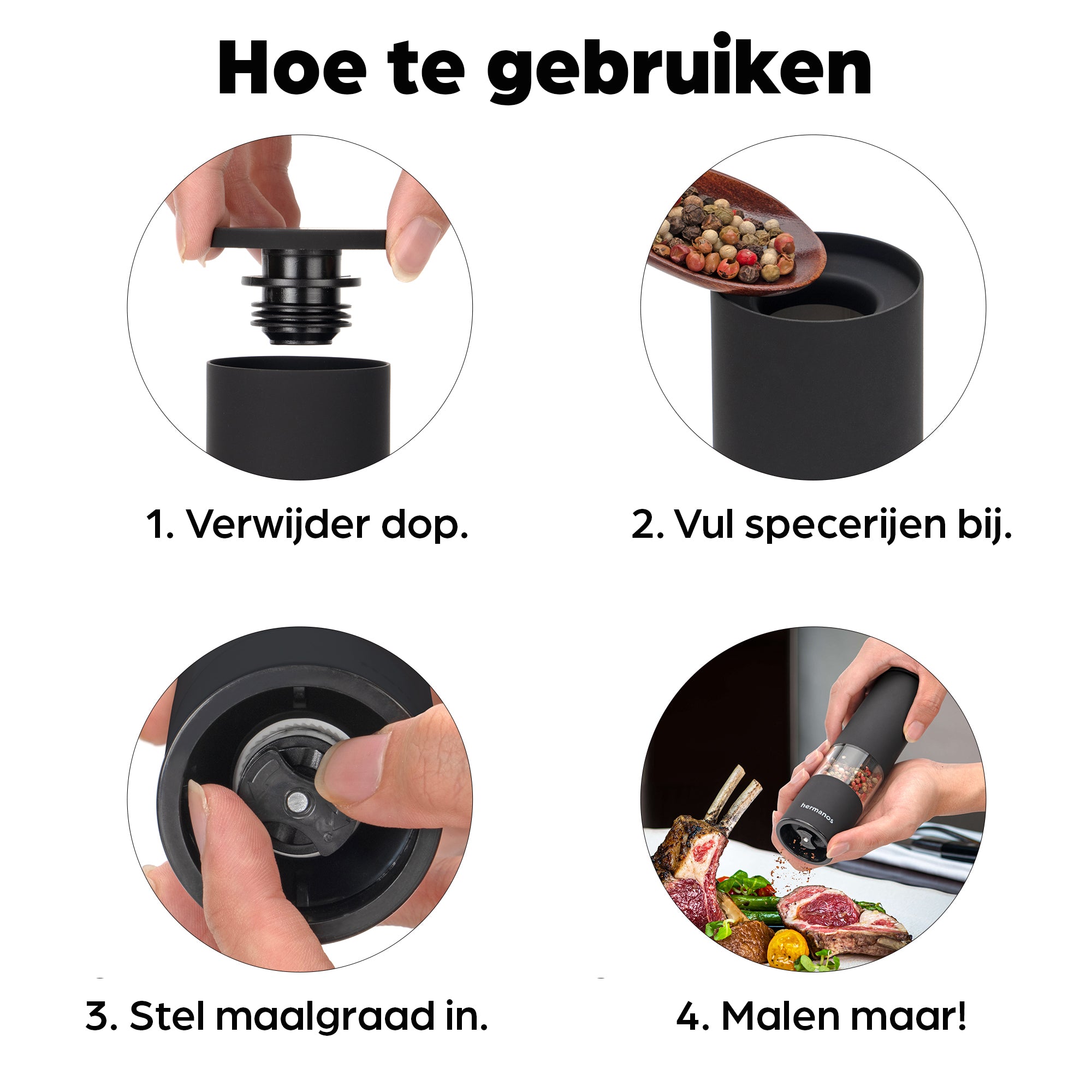 Peper en Zoutmolen Set Handmatig Zwart - Oslo - 19cm