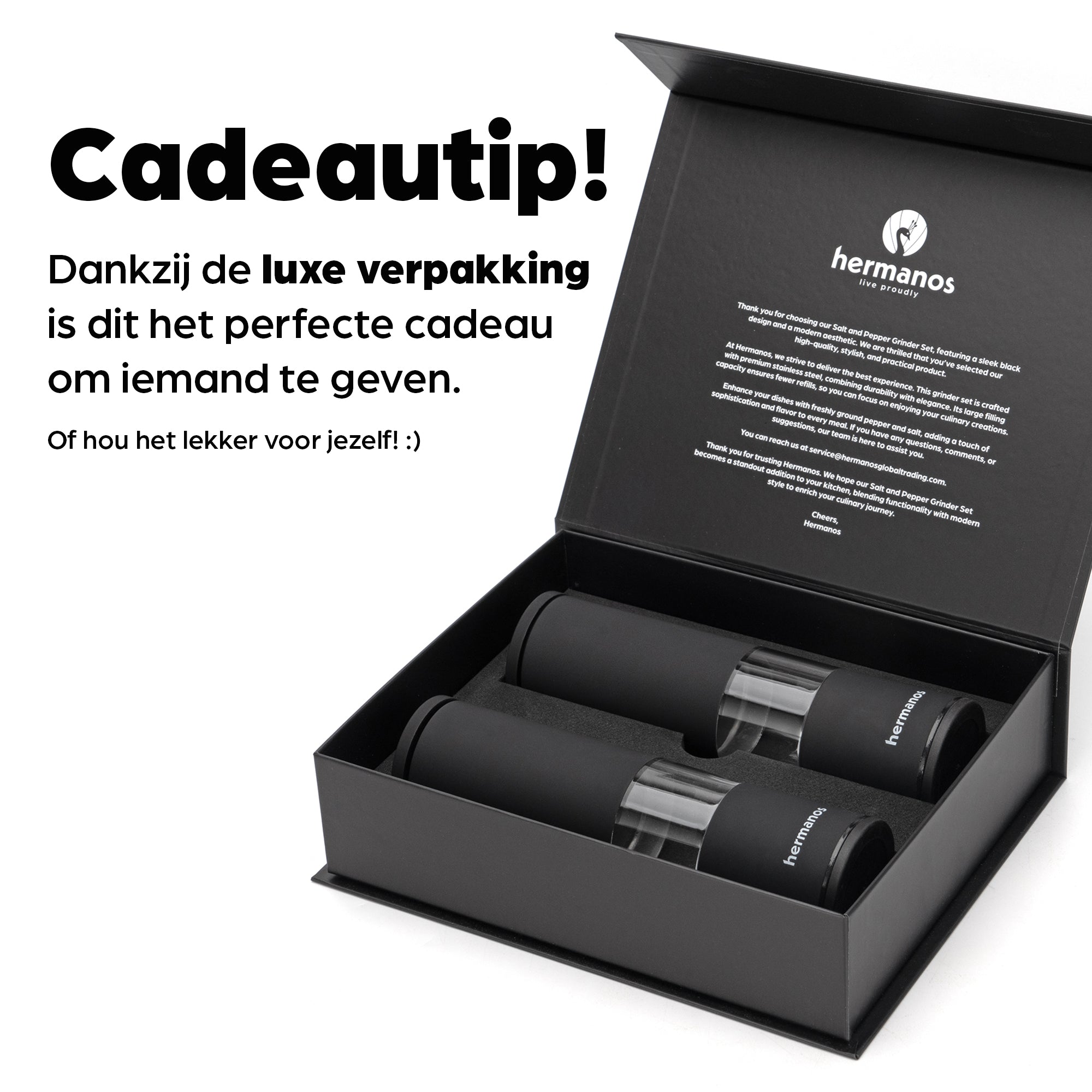 Peper-en Zoutmolen Set Handmatig Zwart - Oslo - 19cm