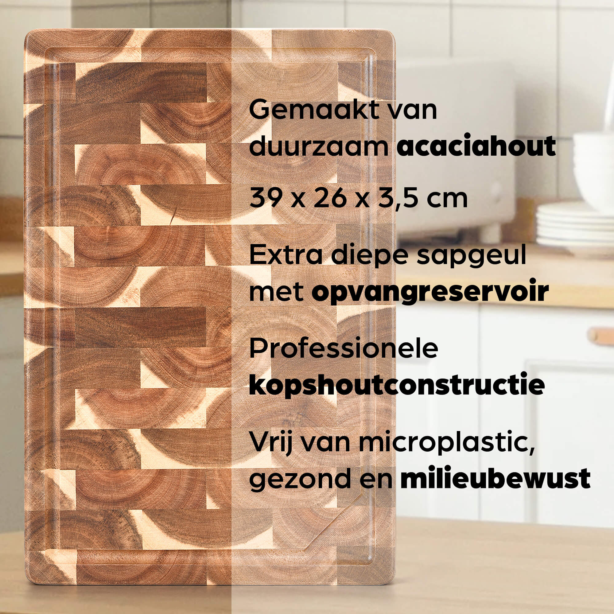 Houten Snijplank Acacia - 39 x 26 x 3,5 cm