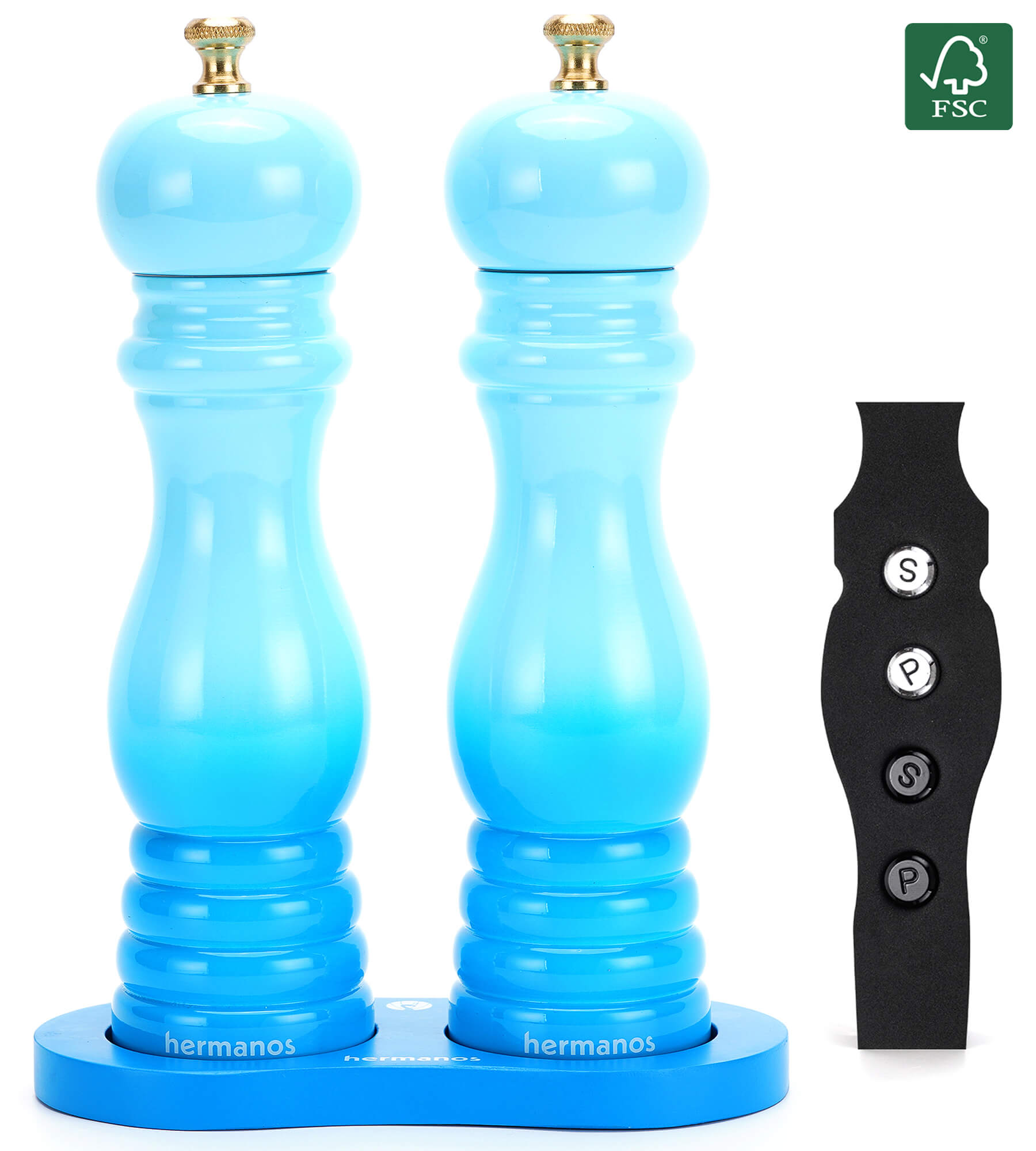 Peper- en Zoutmolen Set Handmatig Blauw - Rome - 22 cm