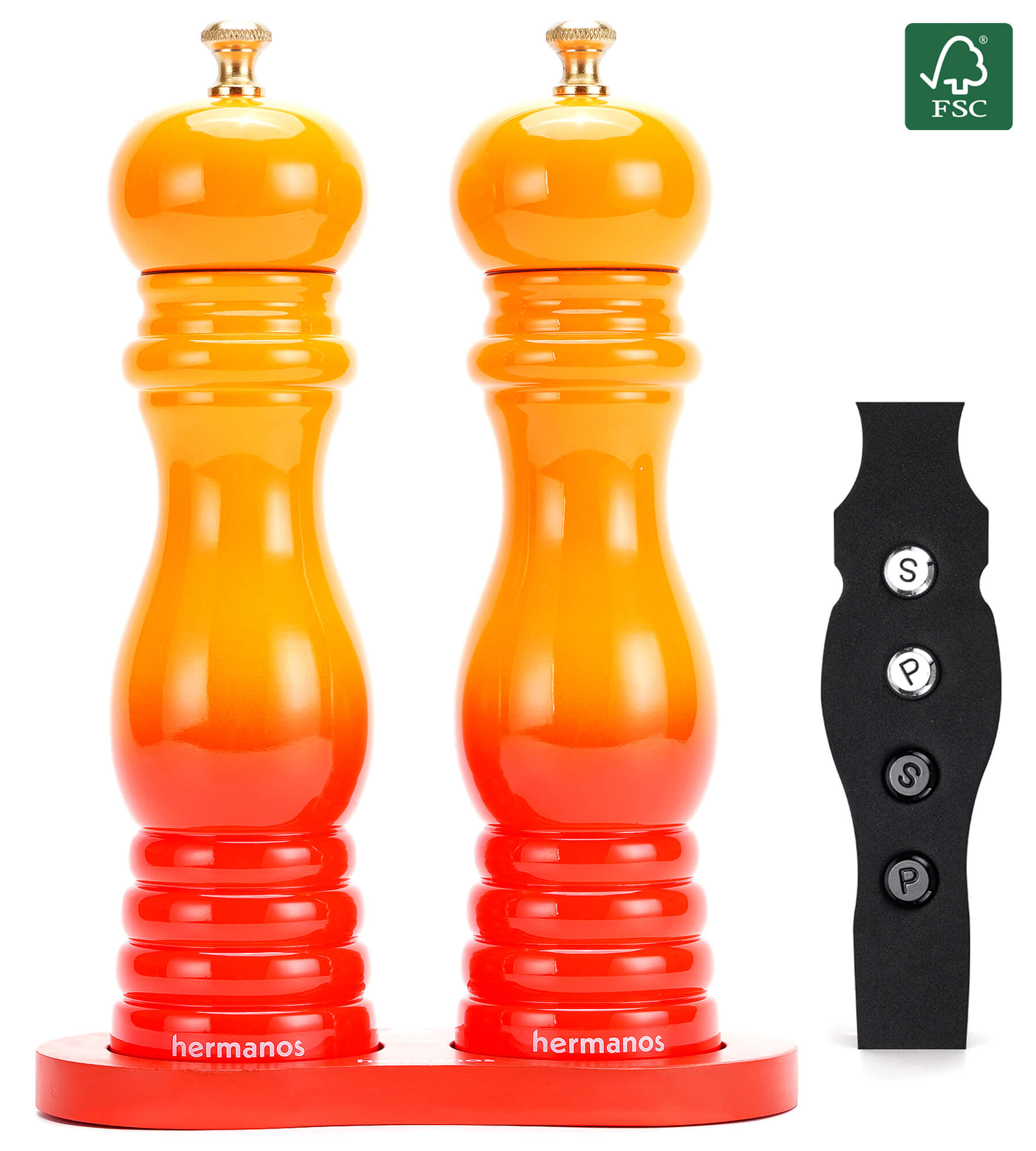 Peper- en Zoutmolen Set Handmatig Oranje - Rome - 22cm