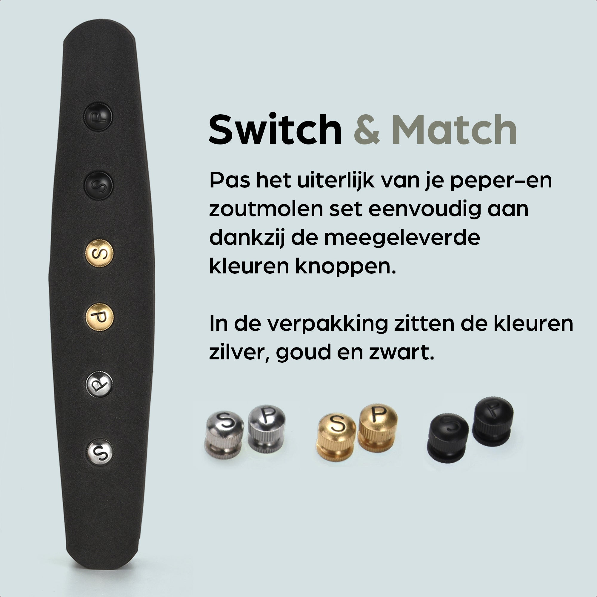 Peper-en Zoutmolen Set Handmatig Zwart - Bali - 22cm