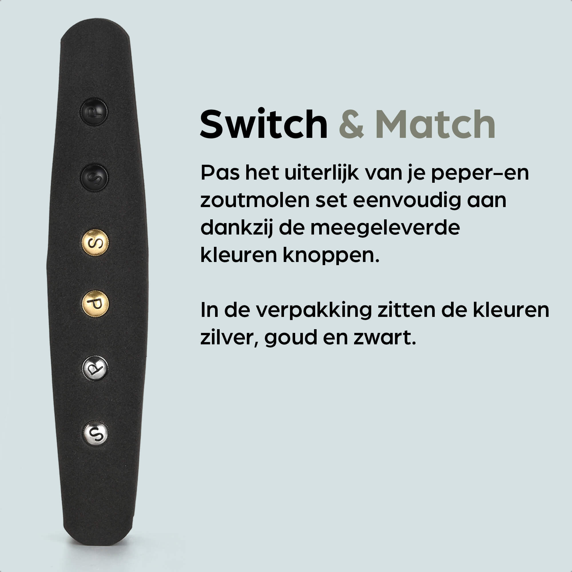 Peper- en Zoutmolen Set Handmatig Zwart-Wit - Rome - 22cm