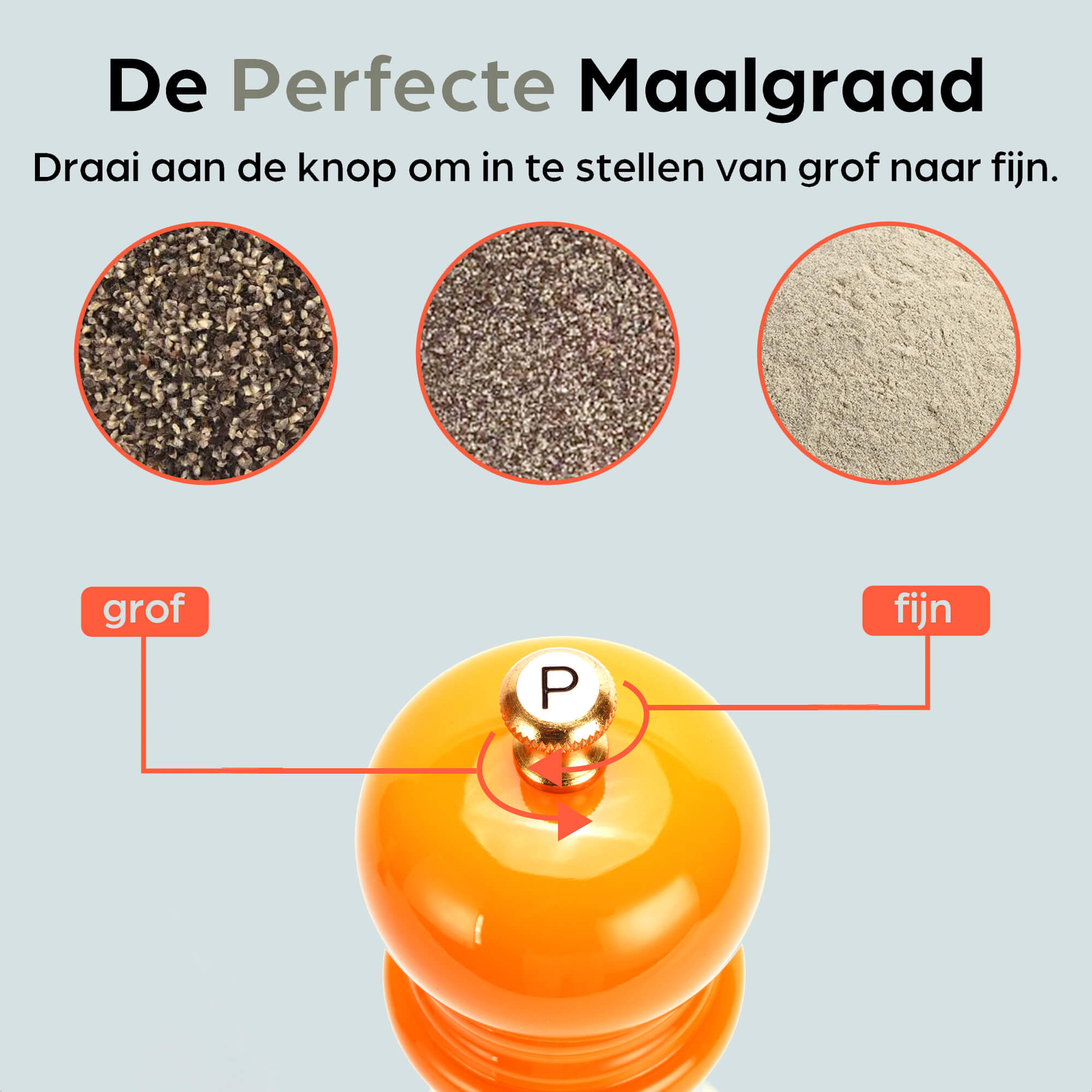 Peper en Zoutmolen Set Handmatig Oranje - Rome - 22cm