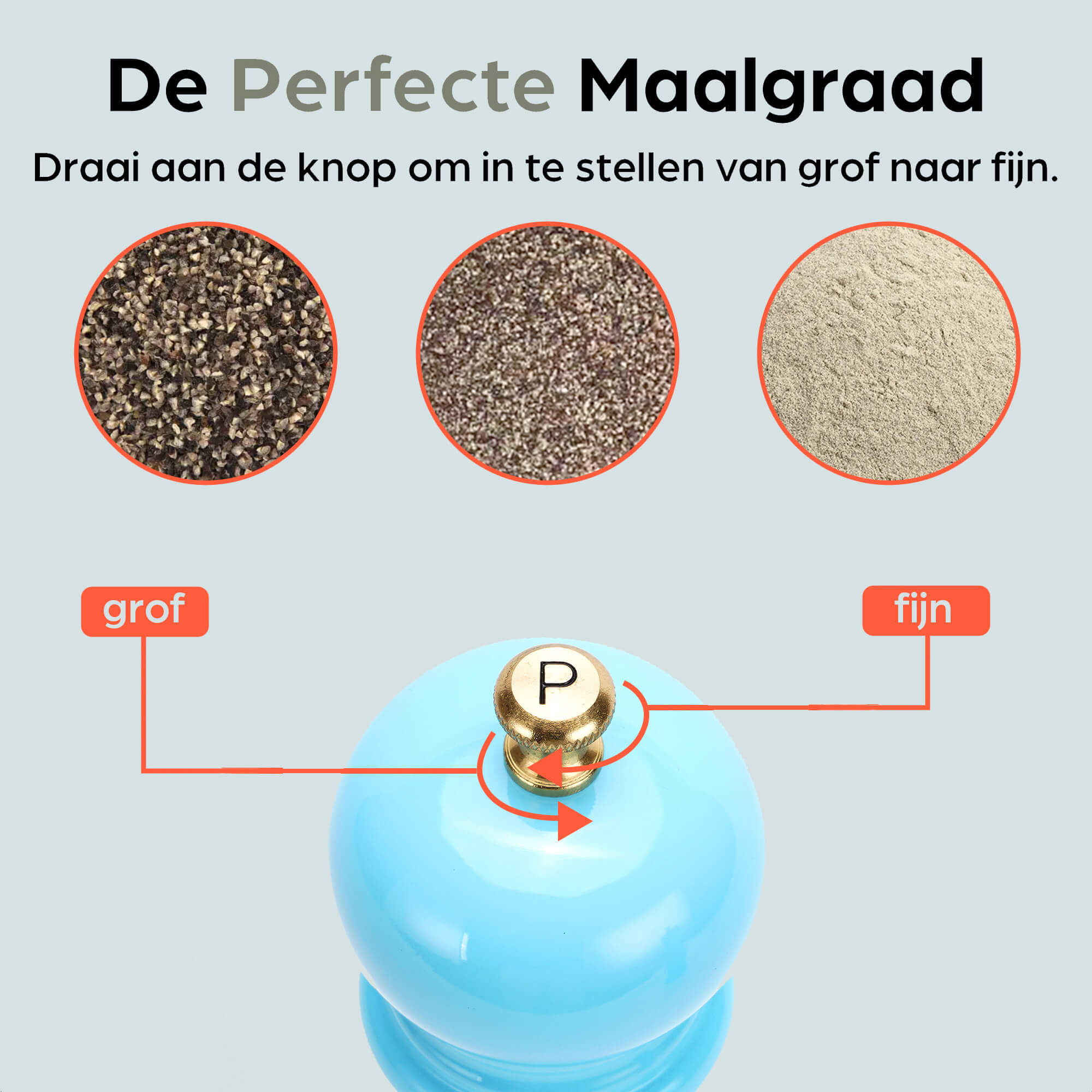 Peper en Zoutmolen Set Handmatig Blauw - Rome - 22 cm