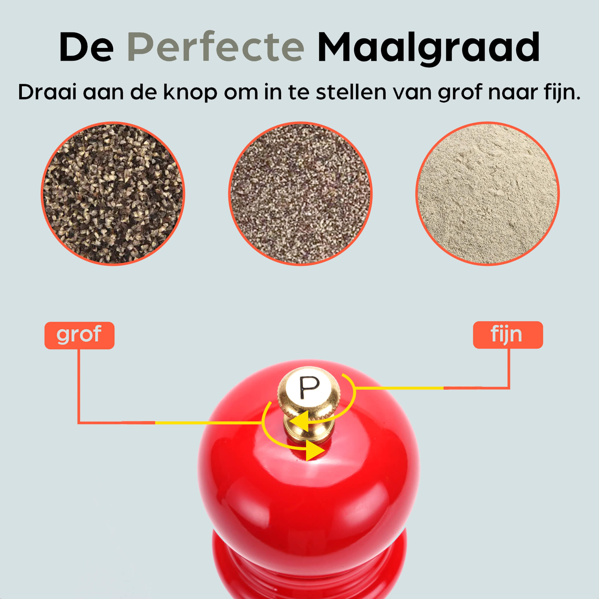 Peper en Zoutmolen Set Handmatig Rood - Rome - 22cm