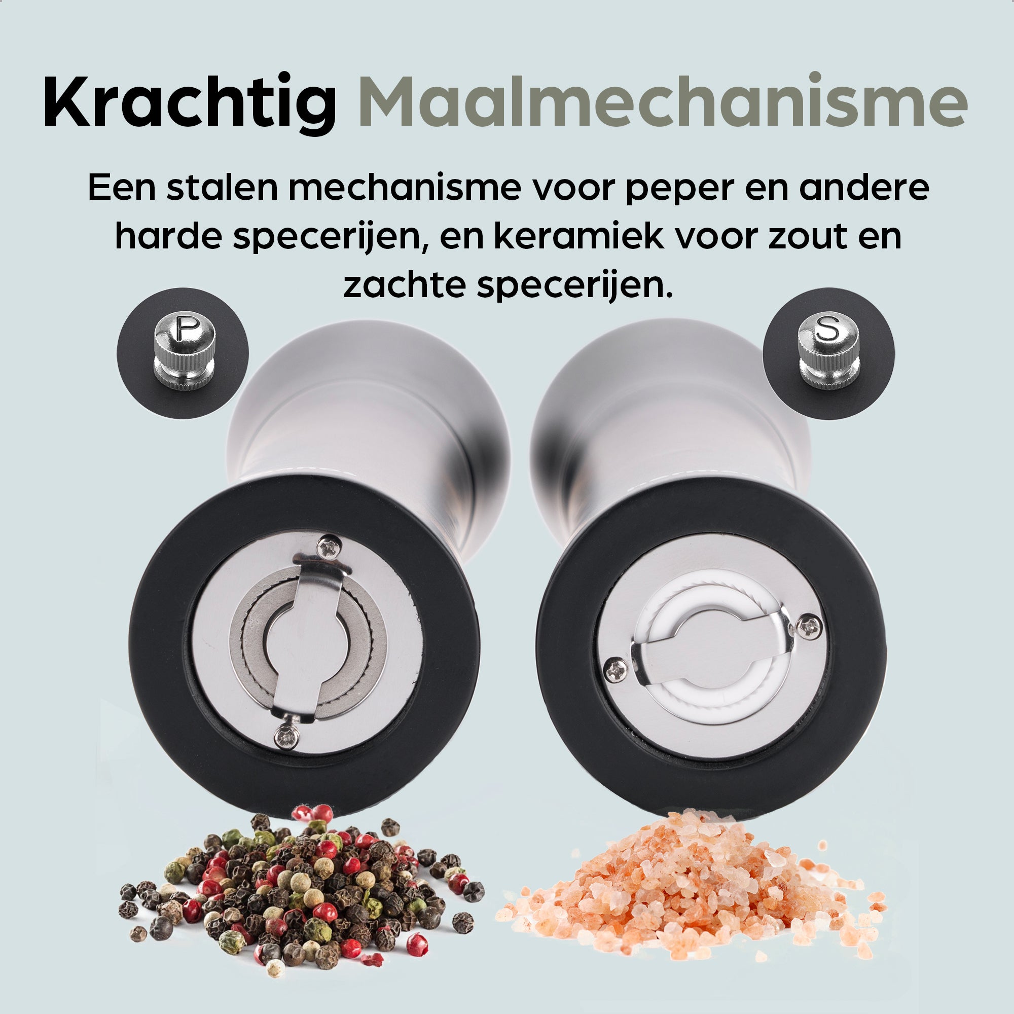 Peper-en Zoutmolen Set Handmatig Zwart - Bali - 22cm