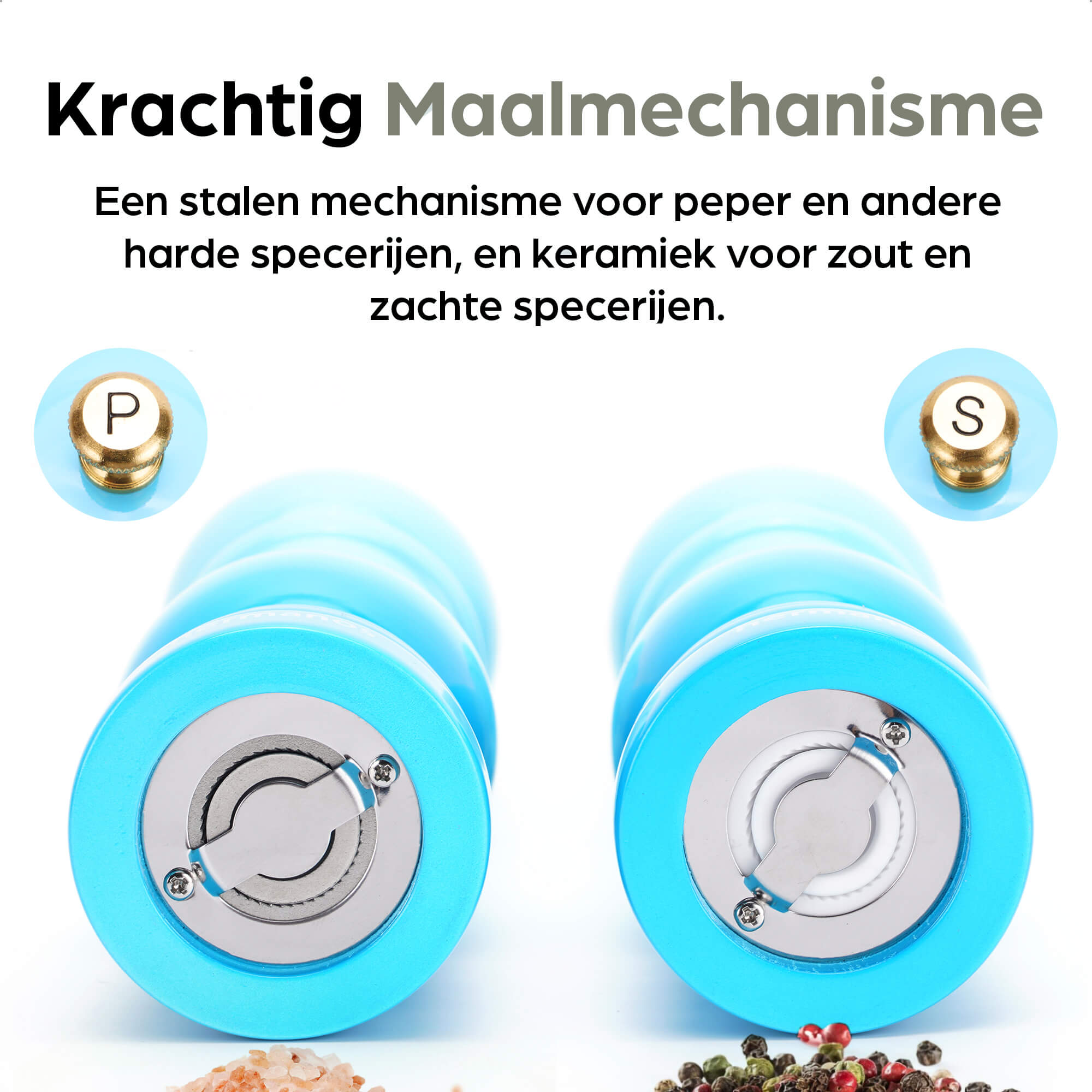 Peper en Zoutmolen Set Handmatig Blauw - Rome - 22 cm