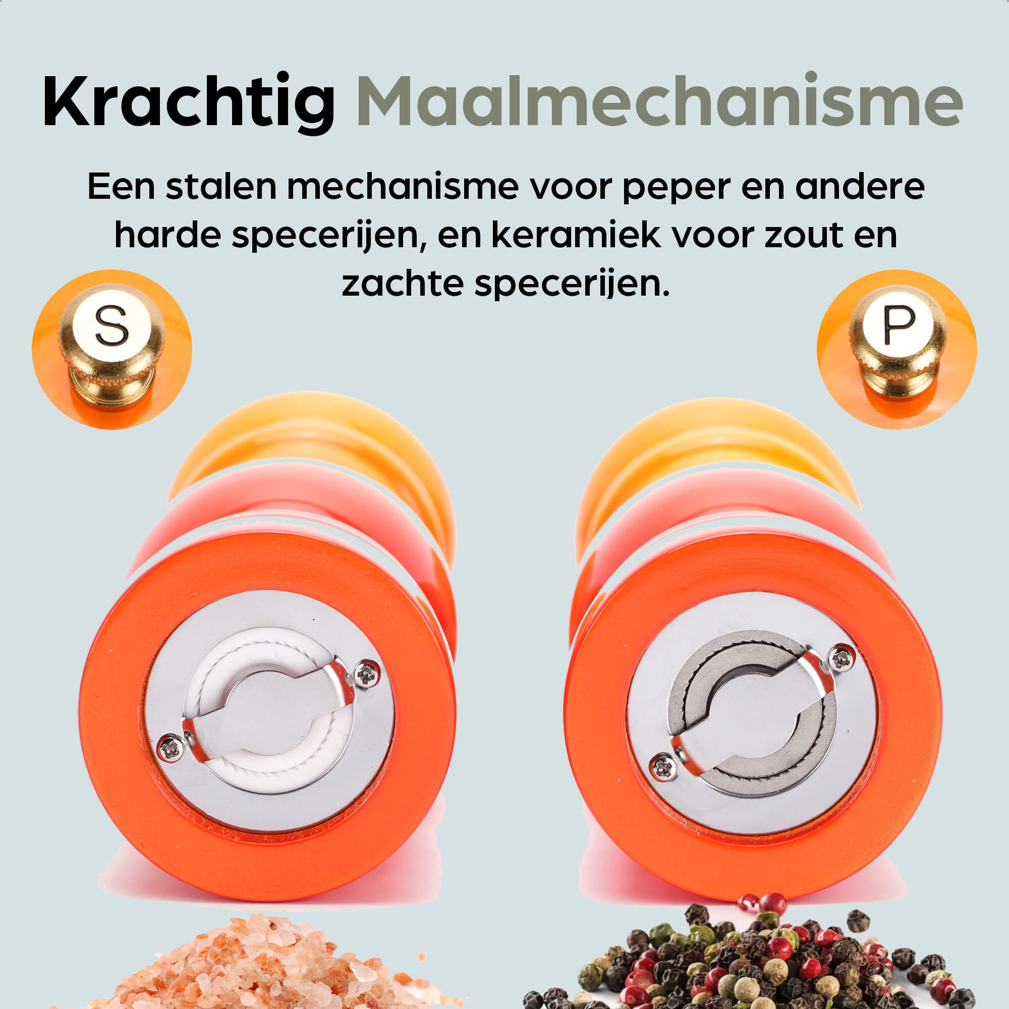 Peper en Zoutmolen Set Handmatig Oranje - Rome - 22cm