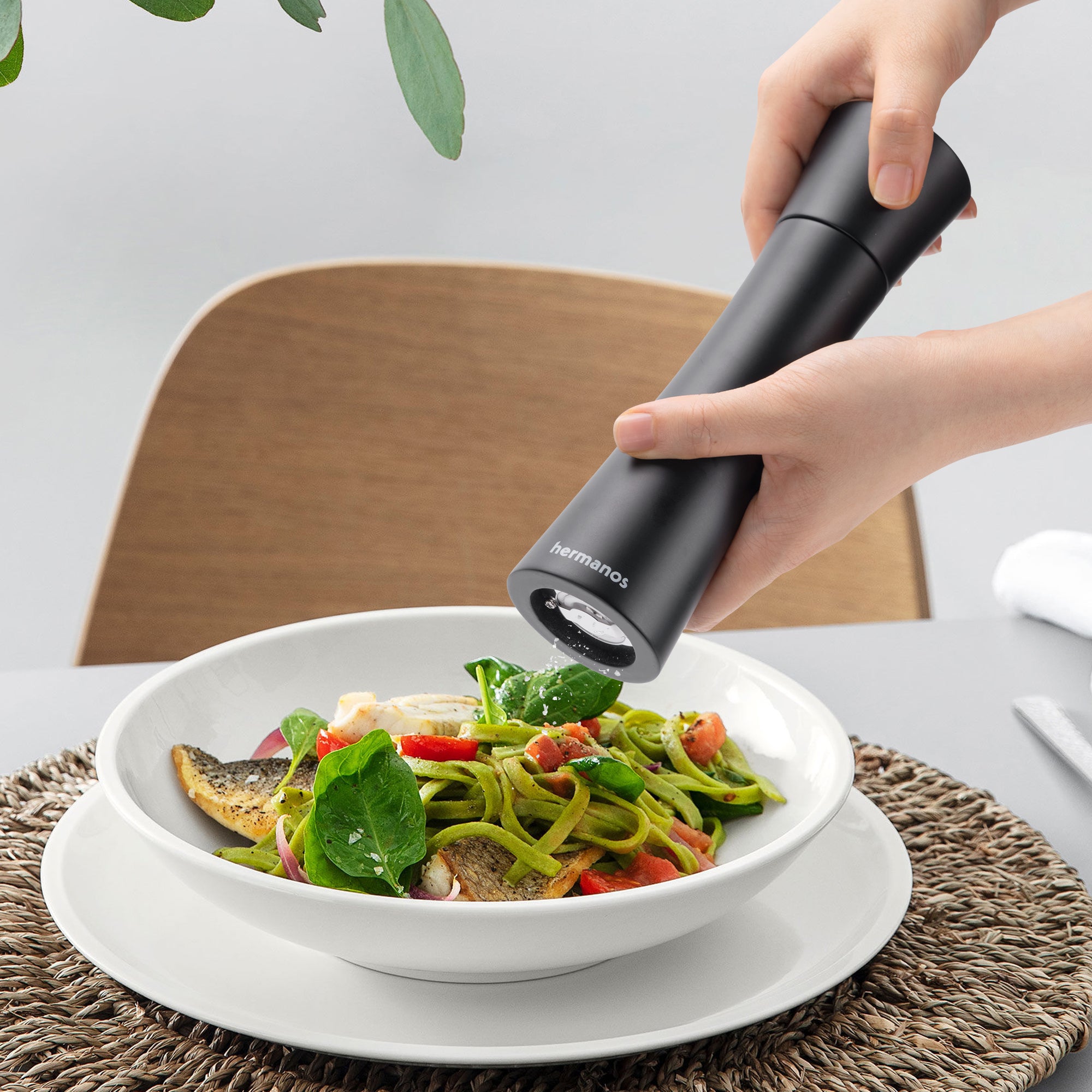 Peper-en Zoutmolen Set Handmatig Zwart - Bali - 22cm