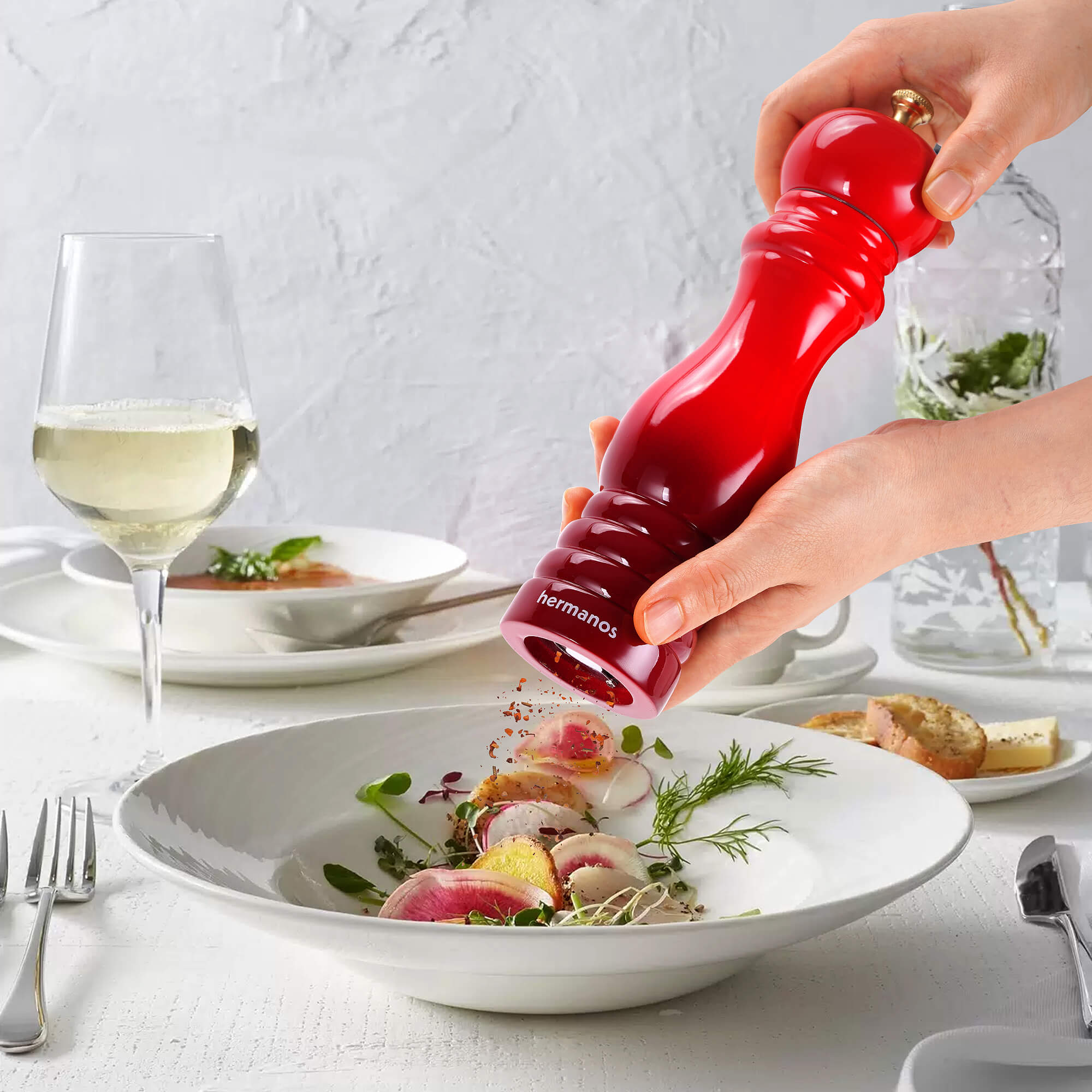 Peper en Zoutmolen Set Handmatig Rood - Rome - 22cm