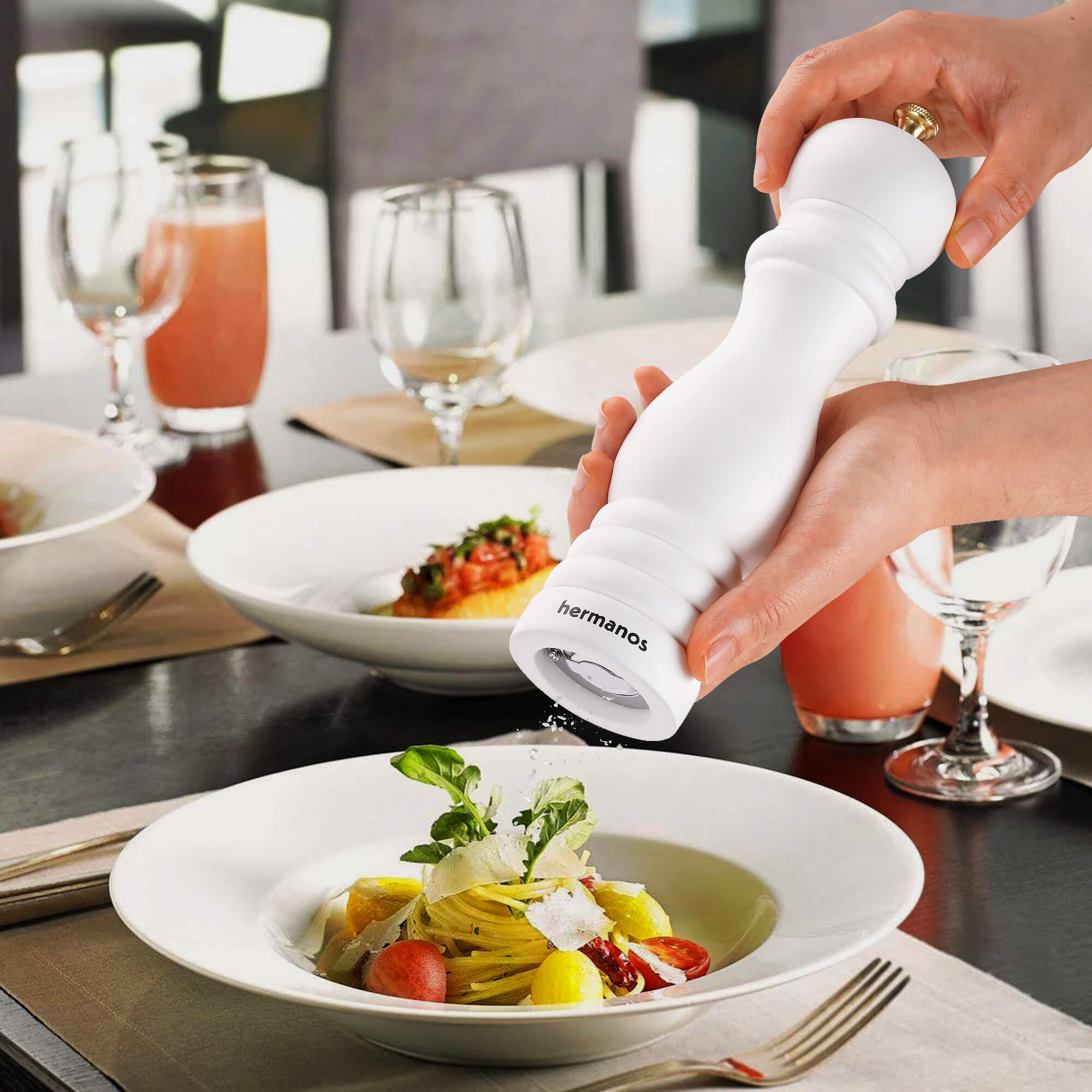 Peper en Zoutmolen Set Handmatig Zwart-Wit - Rome - 22cm