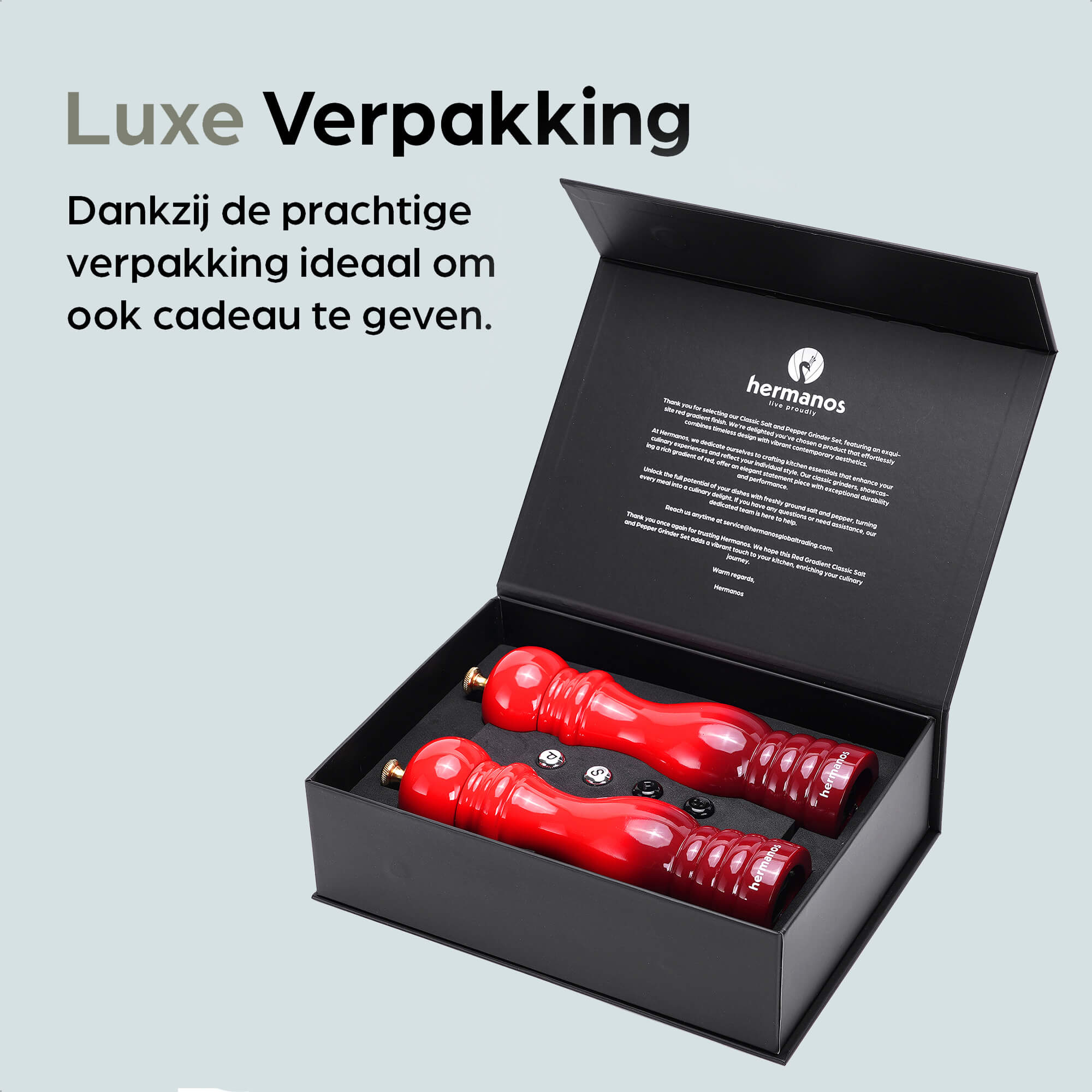 Peper- en Zoutmolen Set Handmatig Rood - Rome - 22cm