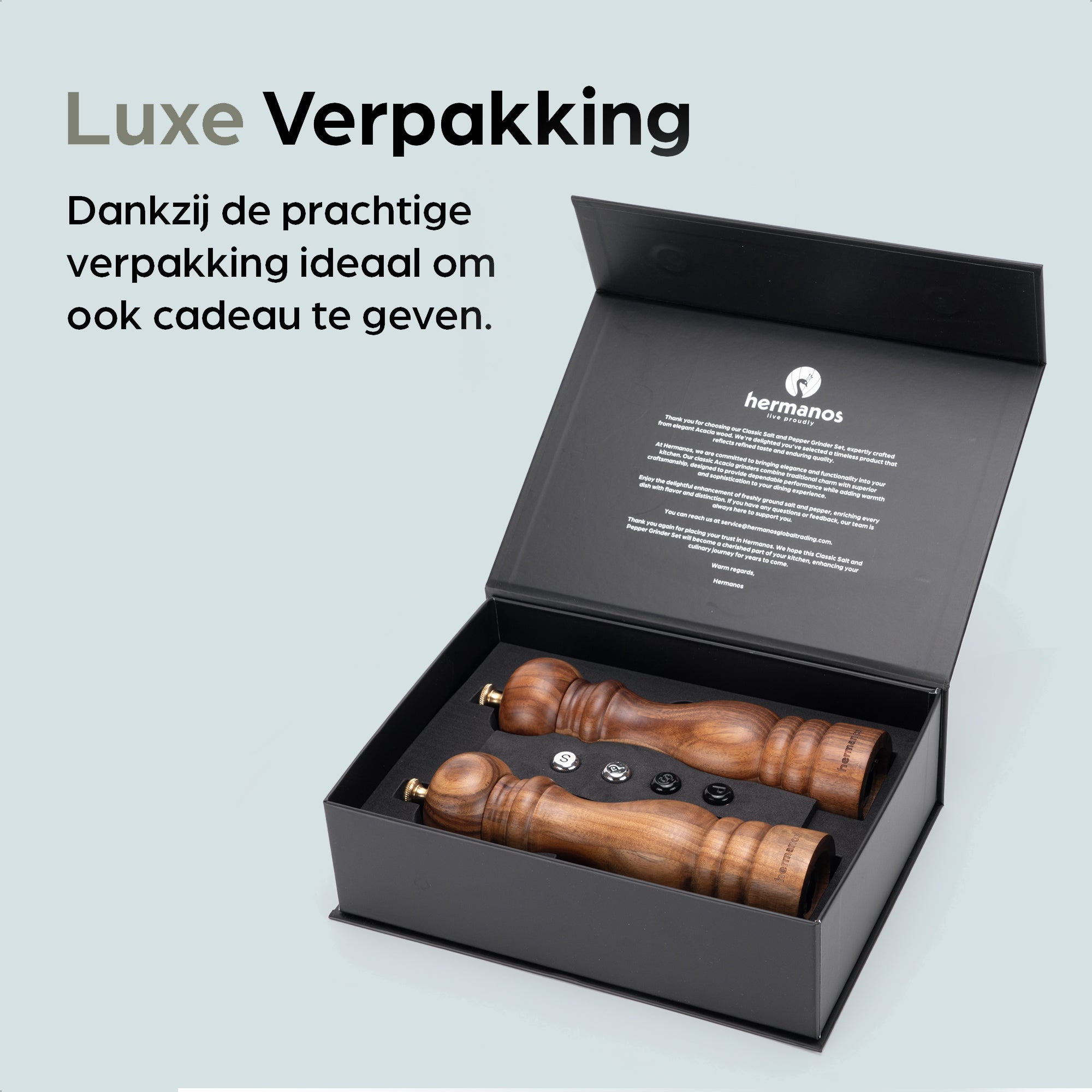 Peper-en Zoutmolen Set Handmatig Bruin - Lyon - 22cm