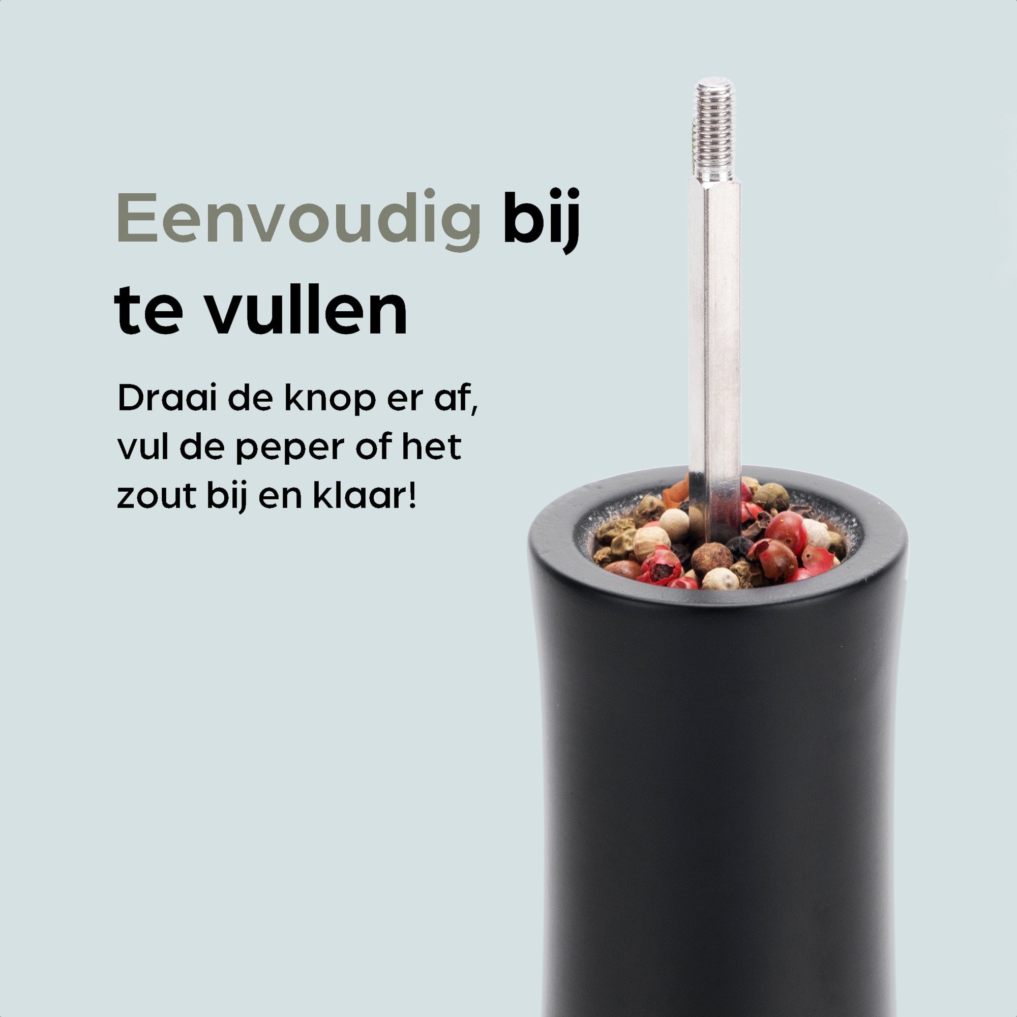 Peper-en Zoutmolen Set Handmatig Zwart - Bali - 22cm