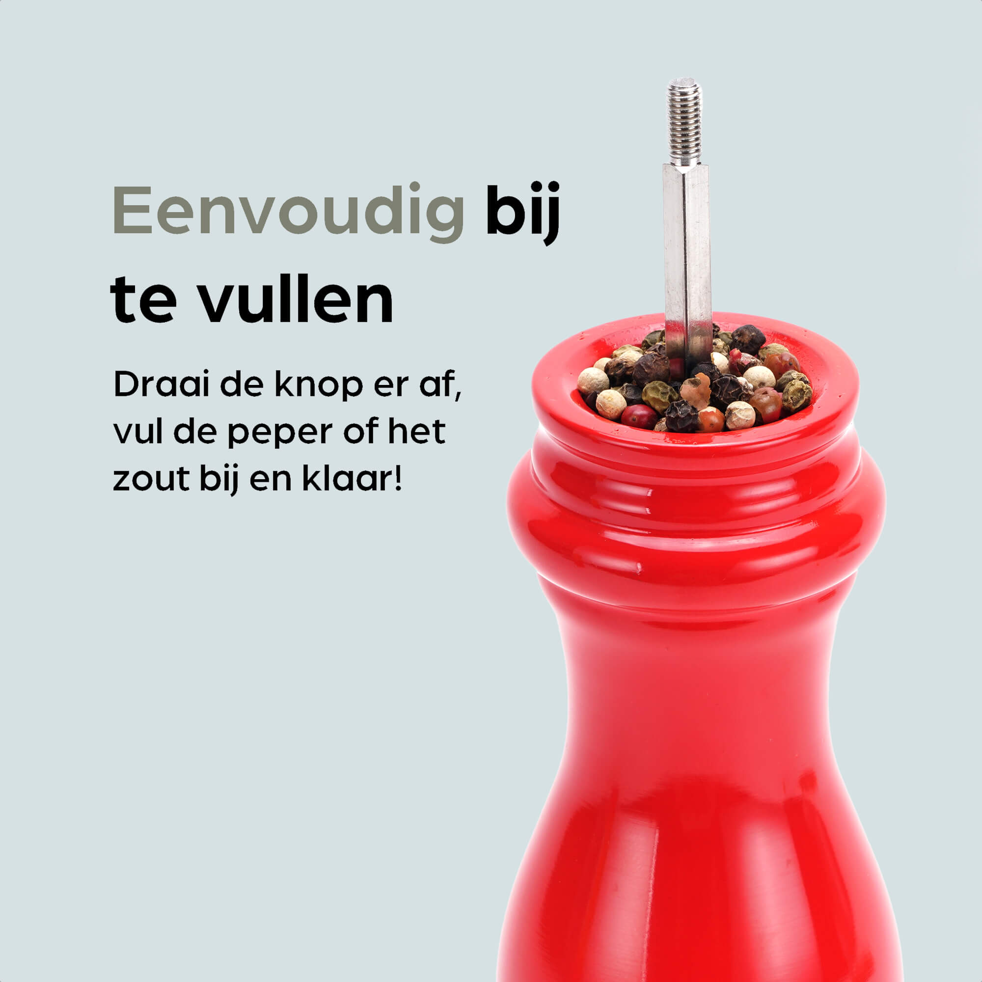 Peper- en Zoutmolen Set Handmatig Rood - Rome - 22cm