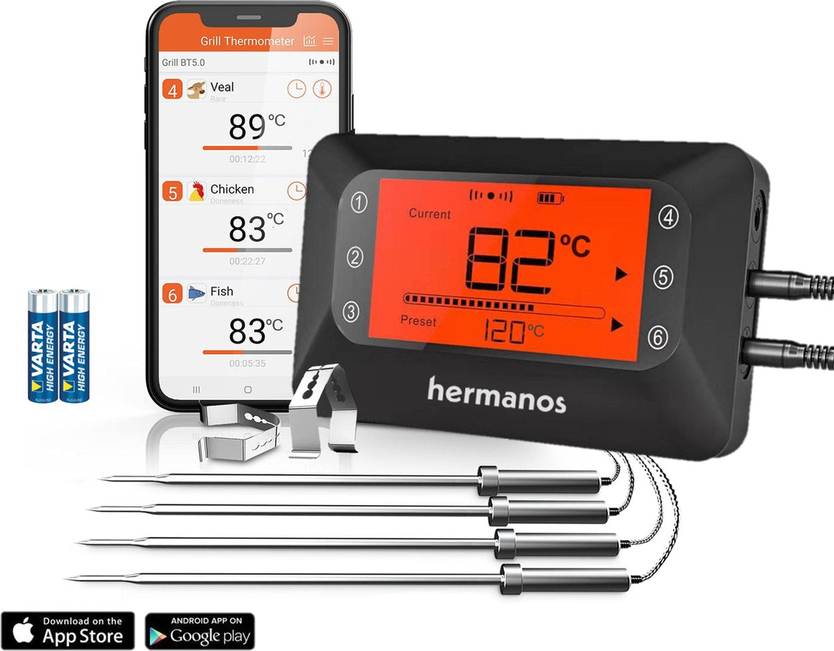 Barbecue Thermometer Bedraad - 4 sondes