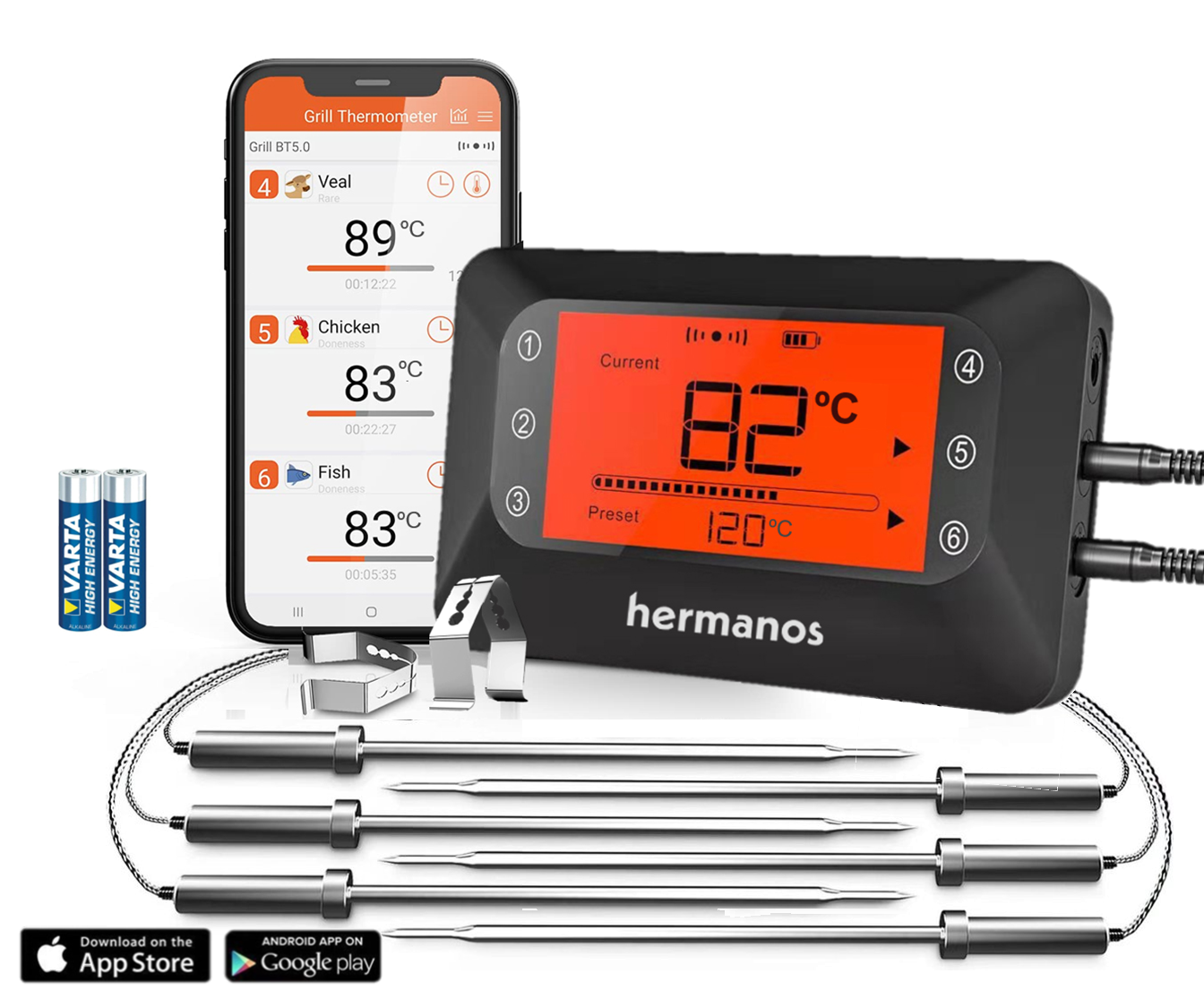 Ellendig Defecte bedreiging Barbecue Thermometer - 6 Probes - HBBQT03 – Hermanos Store