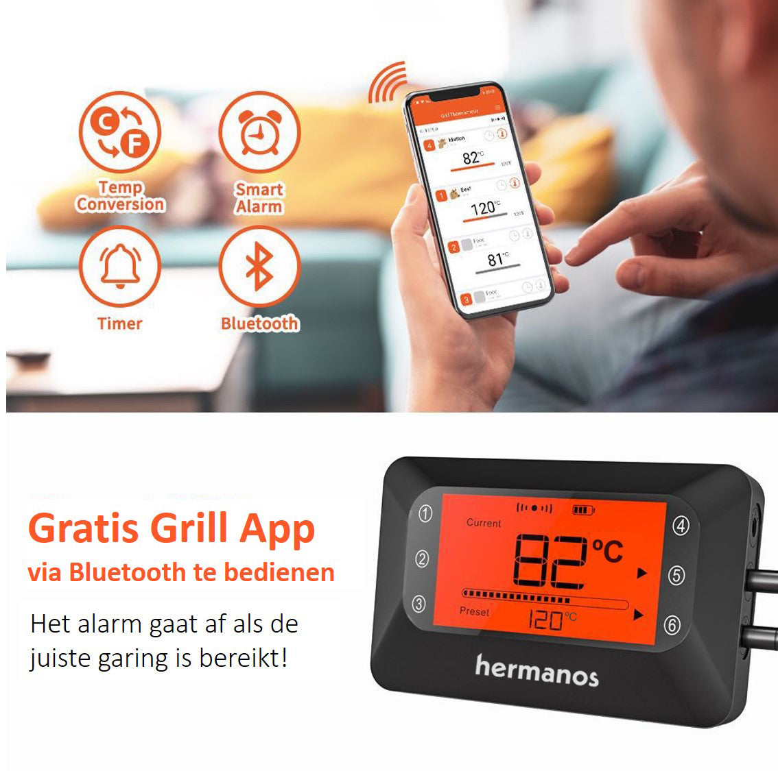 Barbecue Thermometer - 2 Probes - HBBQT02