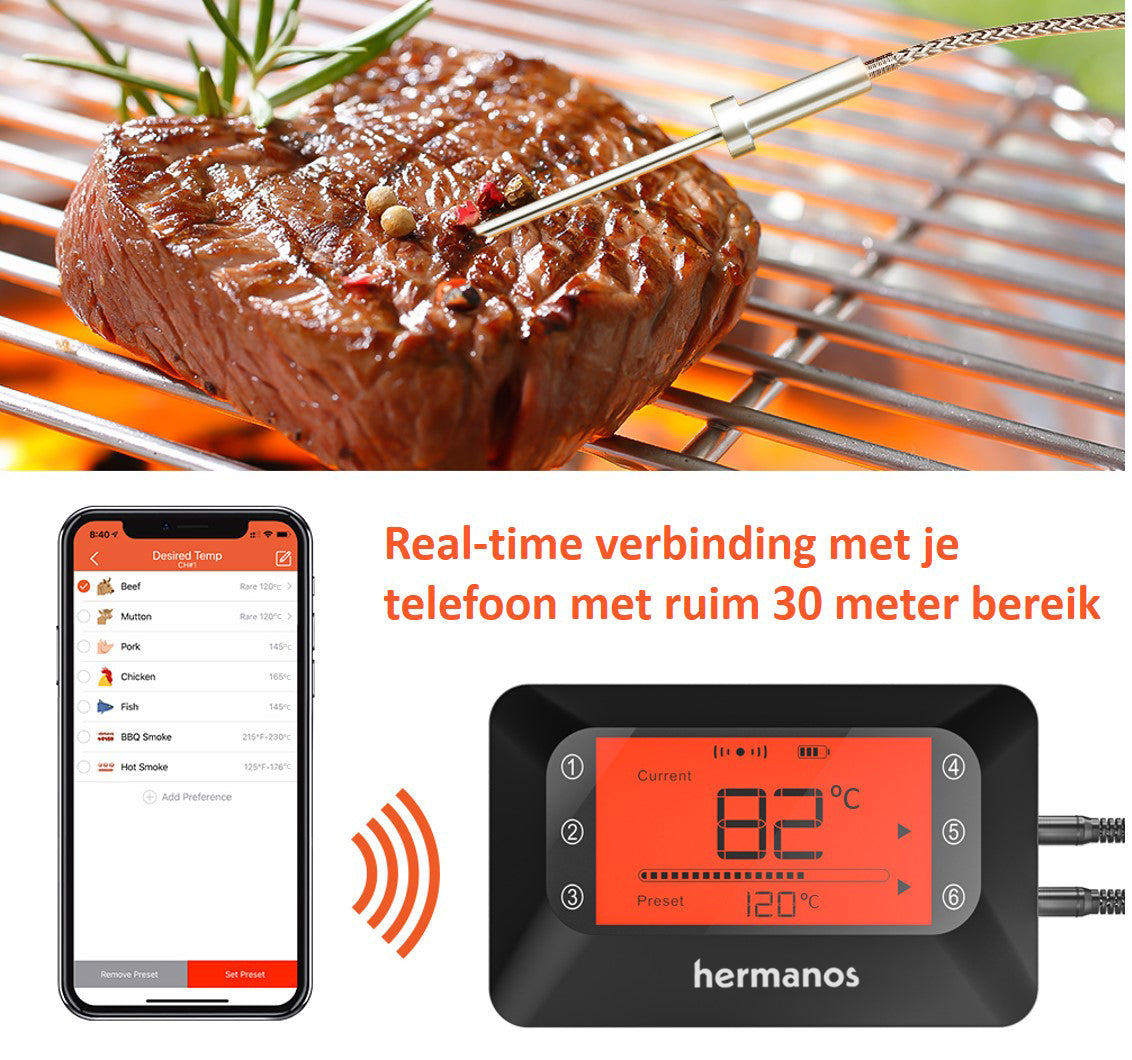 Vleesthermometer - Barbecue Thermometer Bedraad - 6 sondes