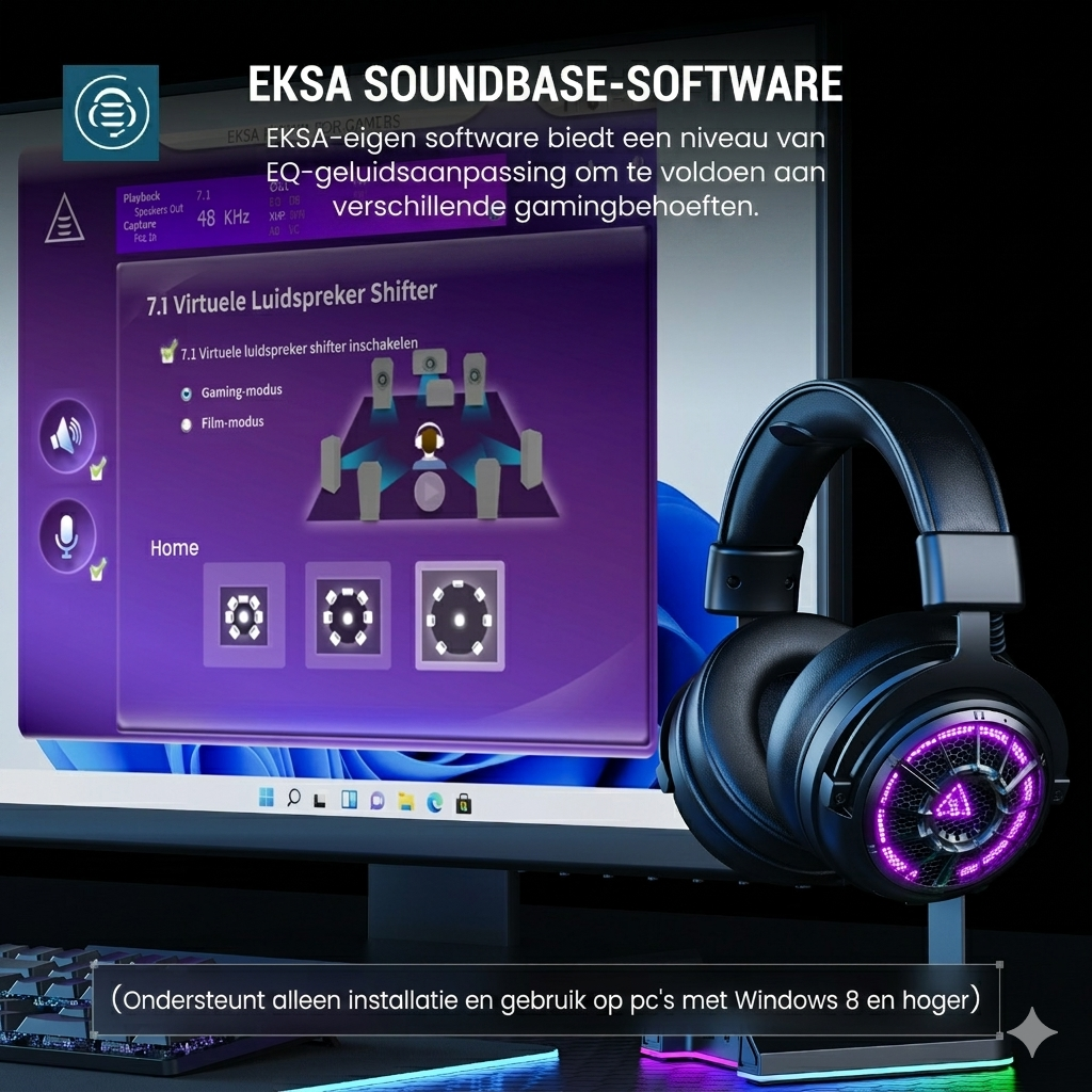 Gaming Headset Draadloos met Microfoon - PS5 PC Xbox Switch - Eksa