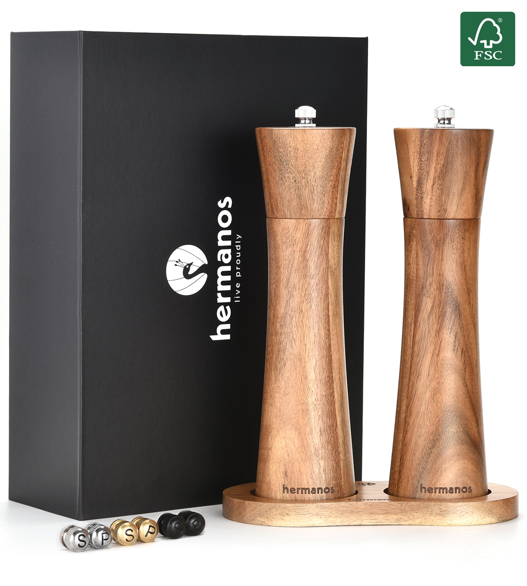 Peper-en Zoutmolen Set Handmatig Bruin - Bali - 22cm