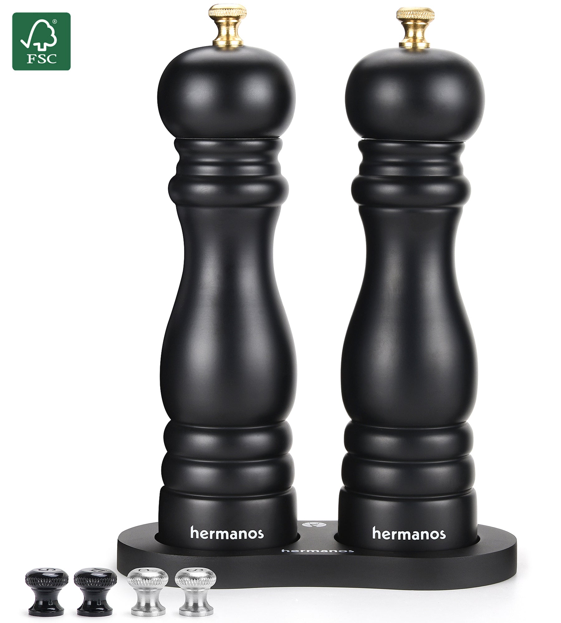 Peper en Zoutmolen Set Handmatig Lyon - Zwart - 22cm
