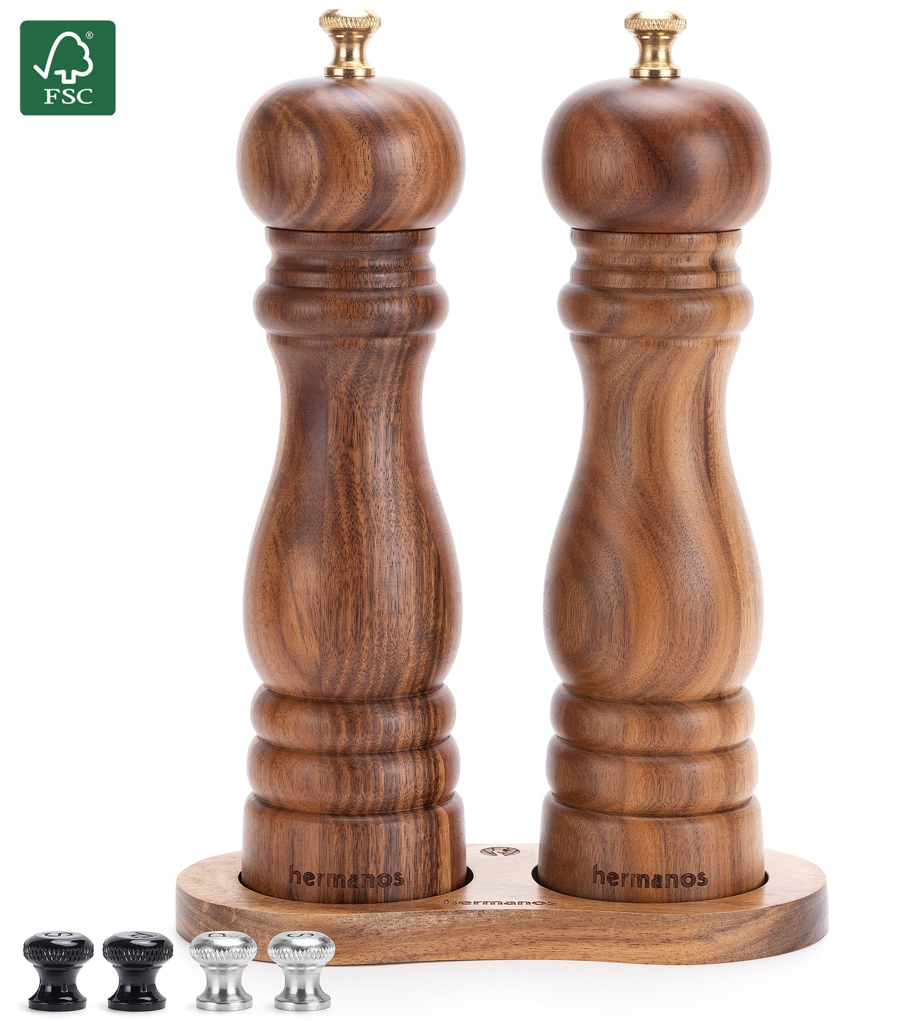 Peper en Zoutmolen Set Handmatig Bruin - Lyon - 22cm