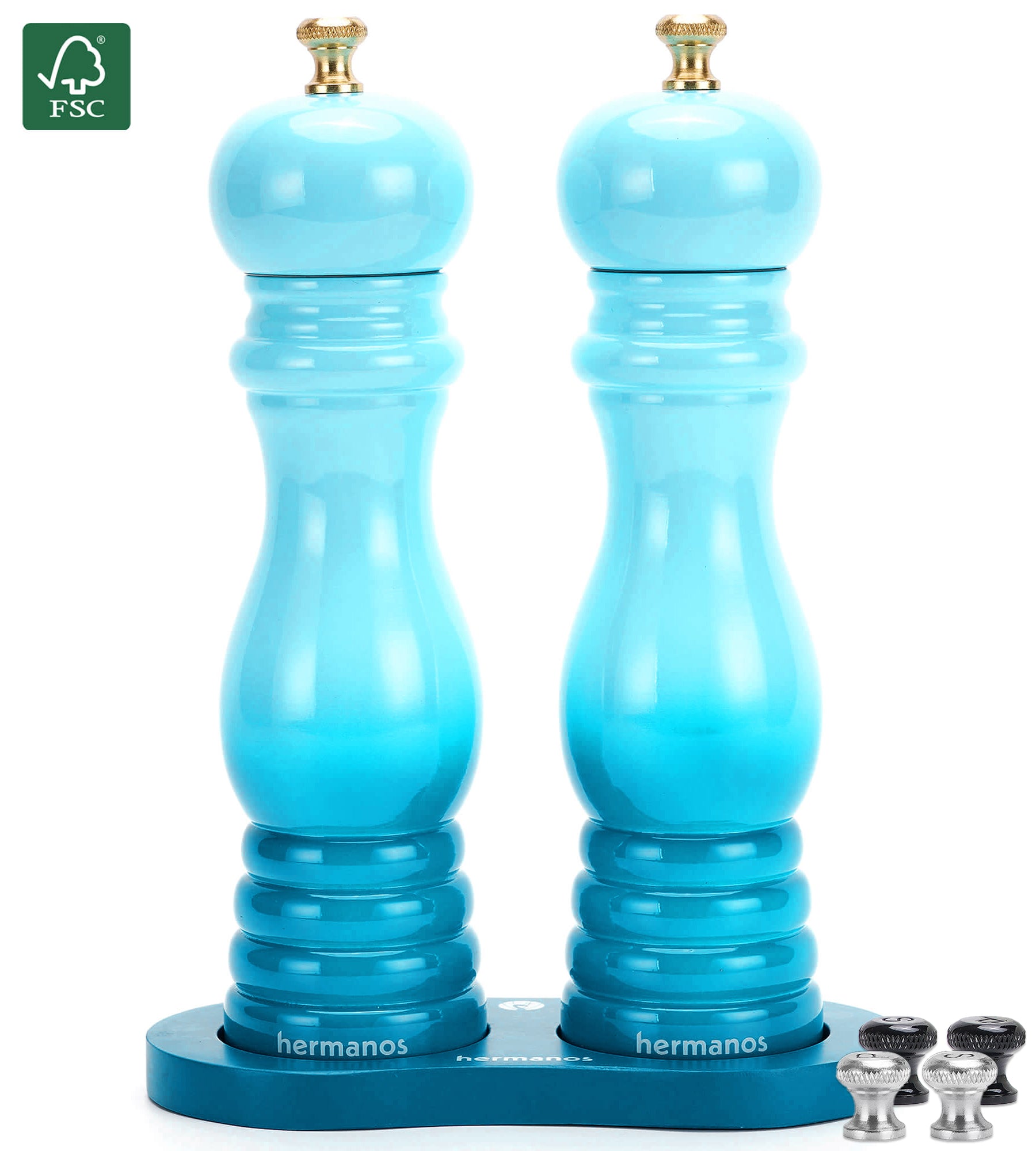 Peper en Zoutmolen Set Handmatig Blauw - Rome - 22 cm
