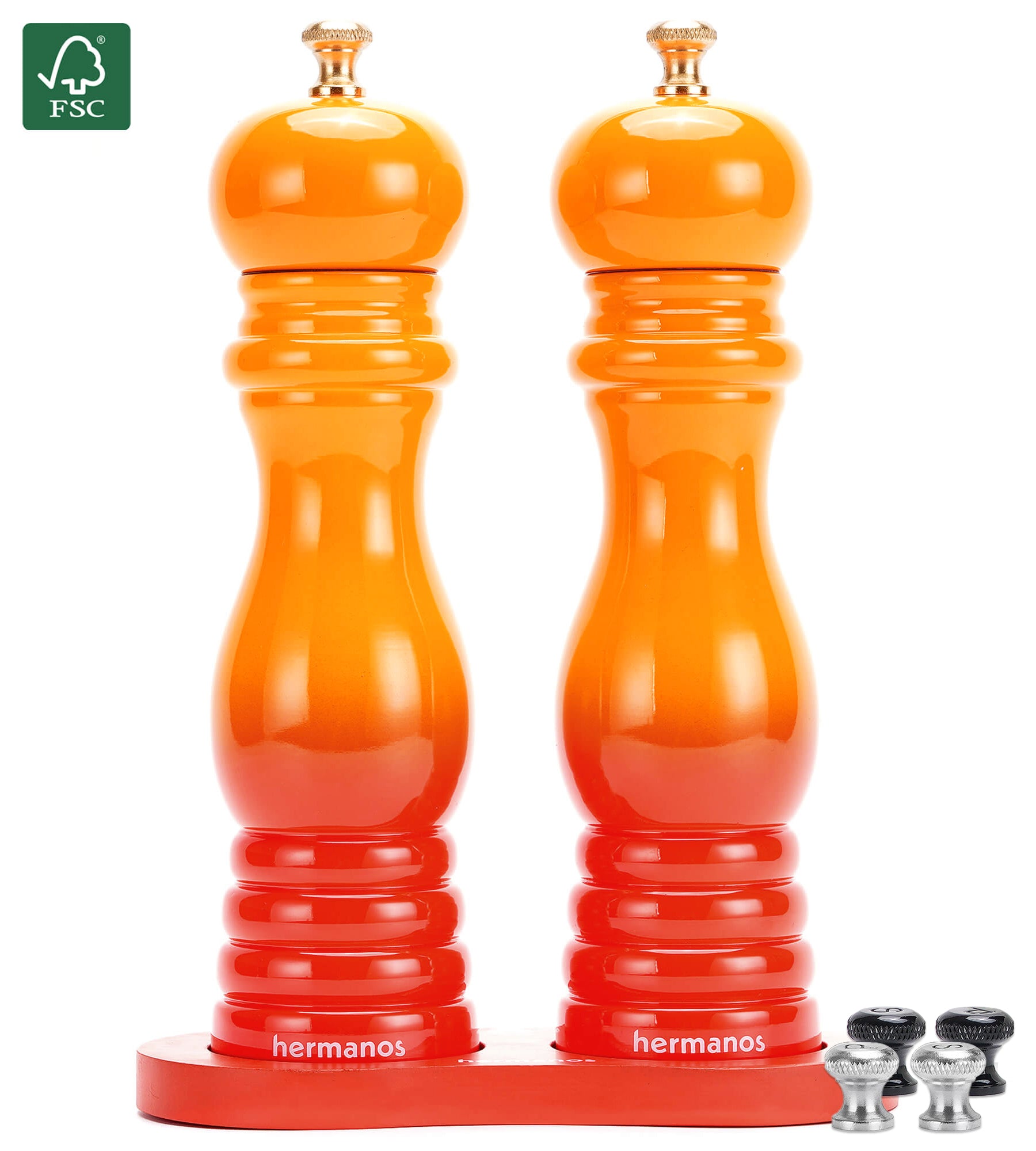 Peper en Zoutmolen Set Handmatig Oranje - Rome - 22cm