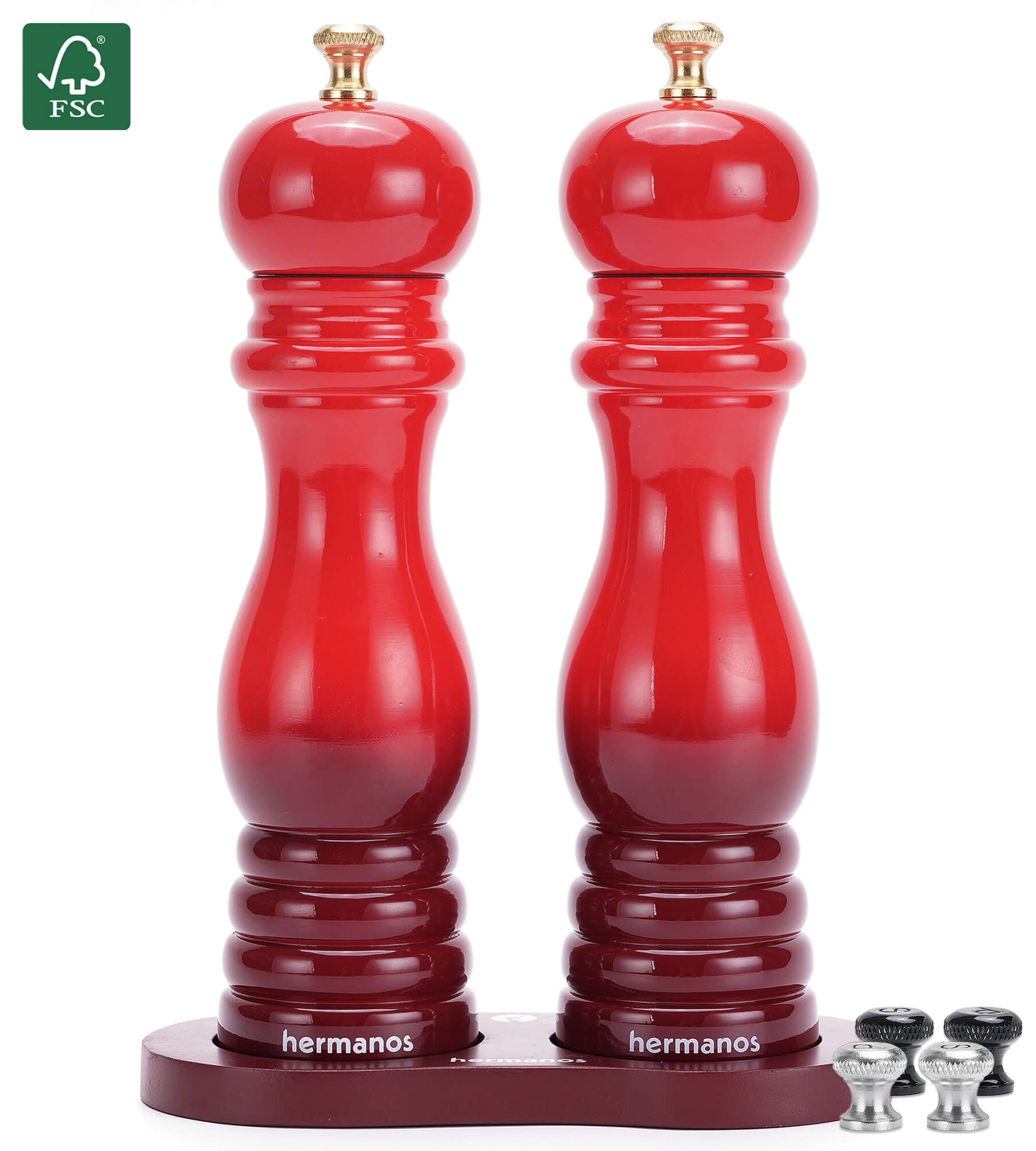 Peper en Zoutmolen Set Handmatig Rood - Rome - 22cm