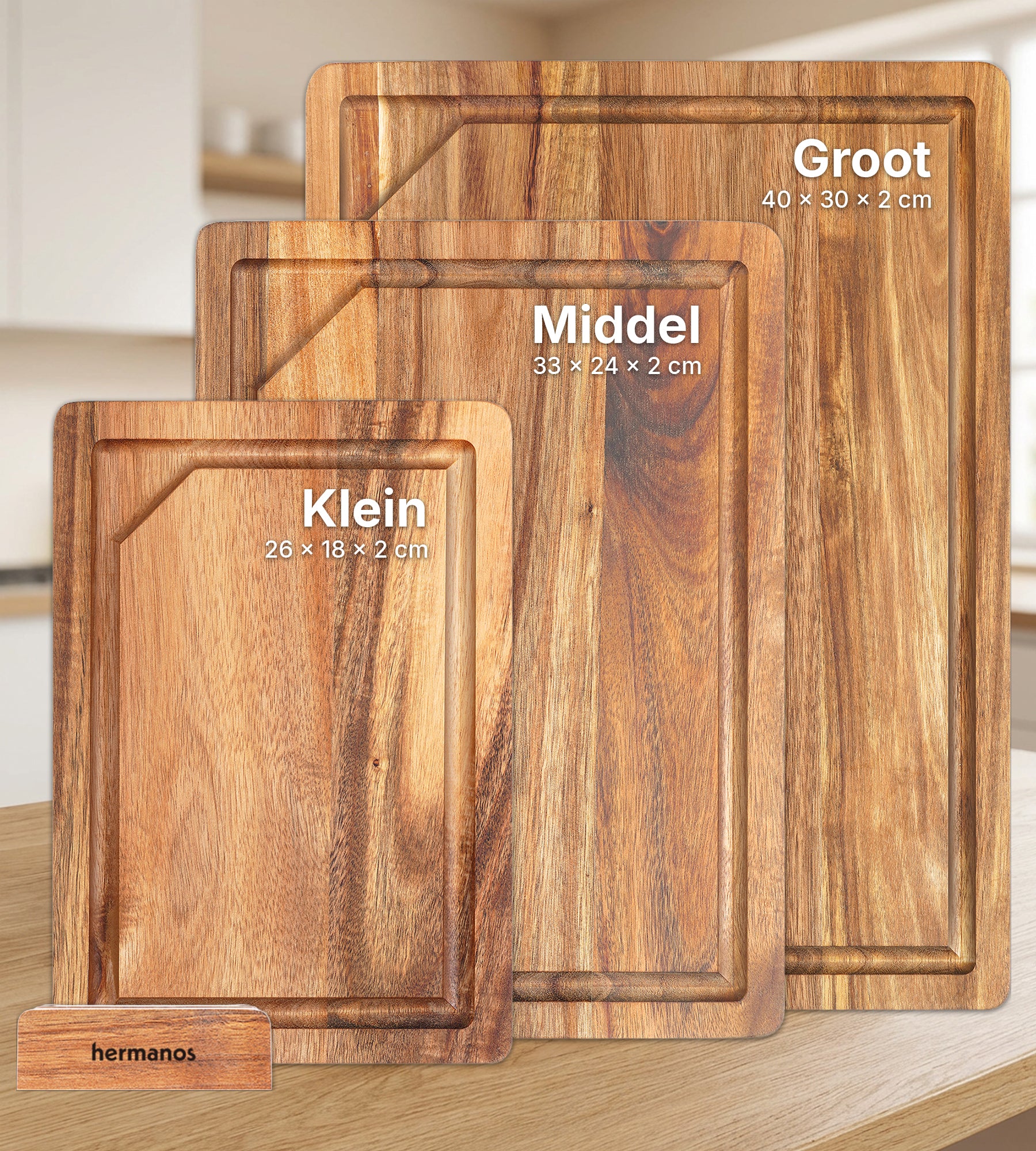 Snijplankenset met Houder - Acaciahout - 3 stuks