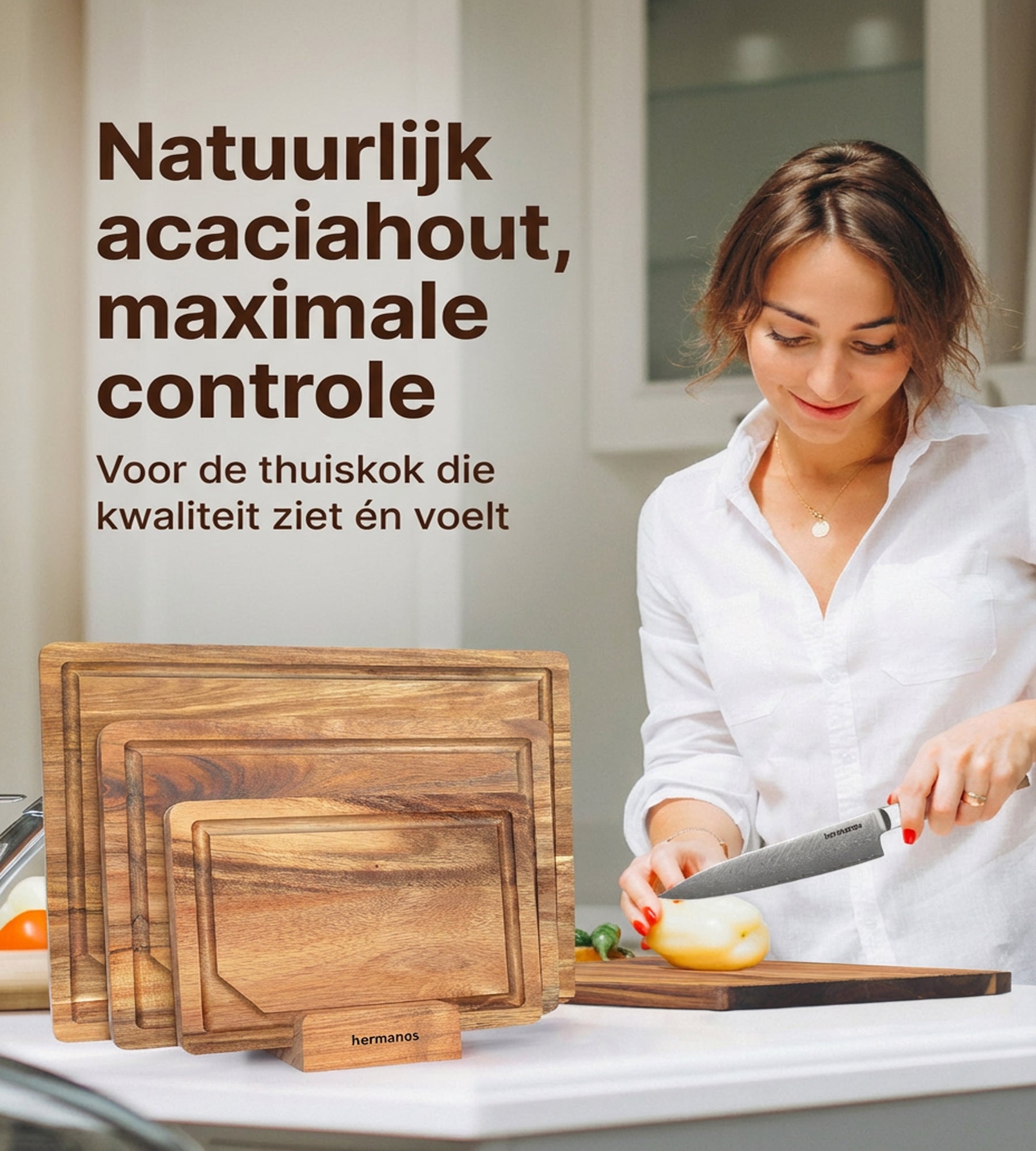 Snijplankenset met Houder - Acaciahout - 3 stuks