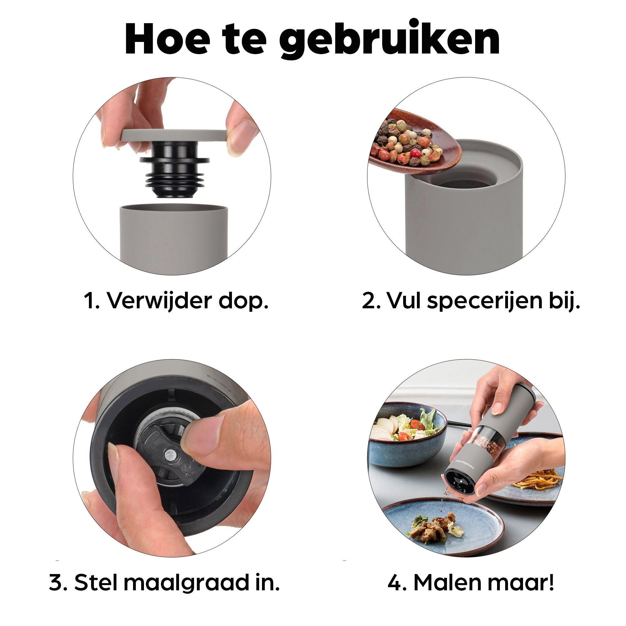 Peper en Zoutmolen Set Handmatig Bruin - Oslo - 19cm