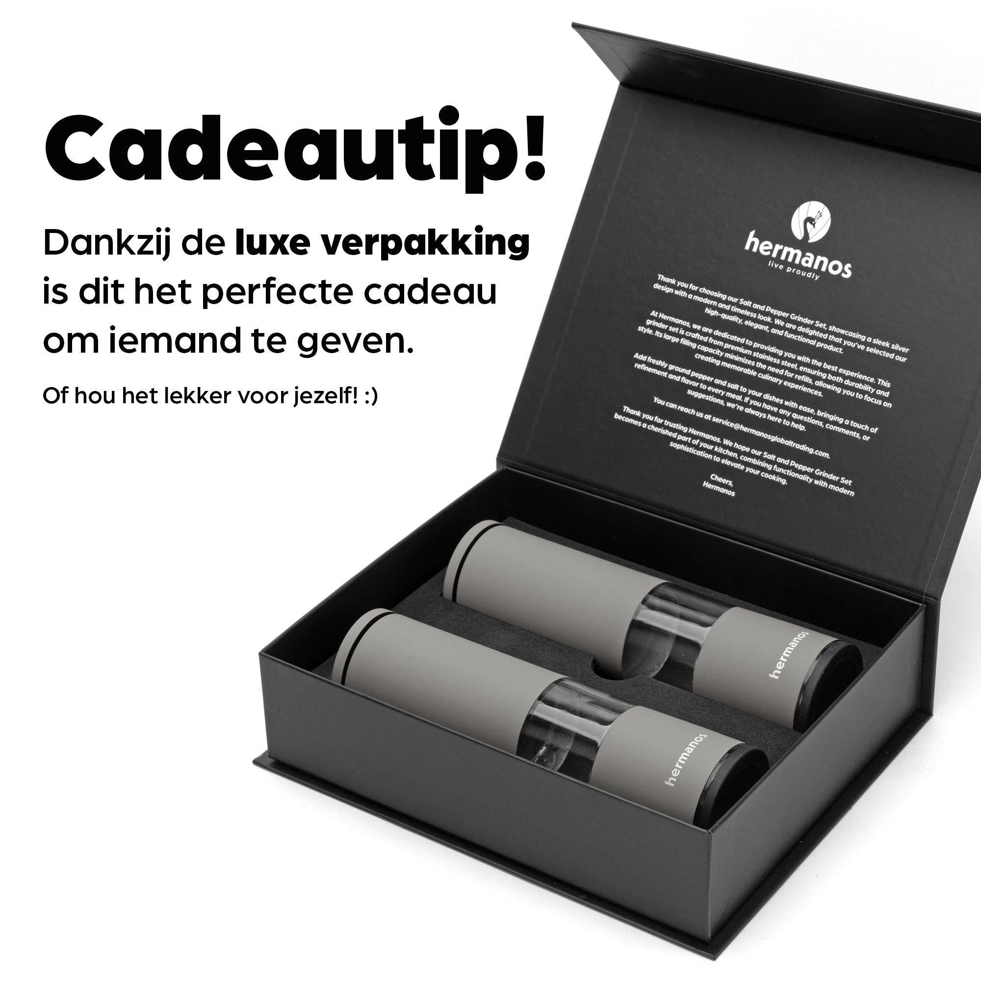 Peper en Zoutmolen Set Handmatig Bruin - Oslo - 19cm