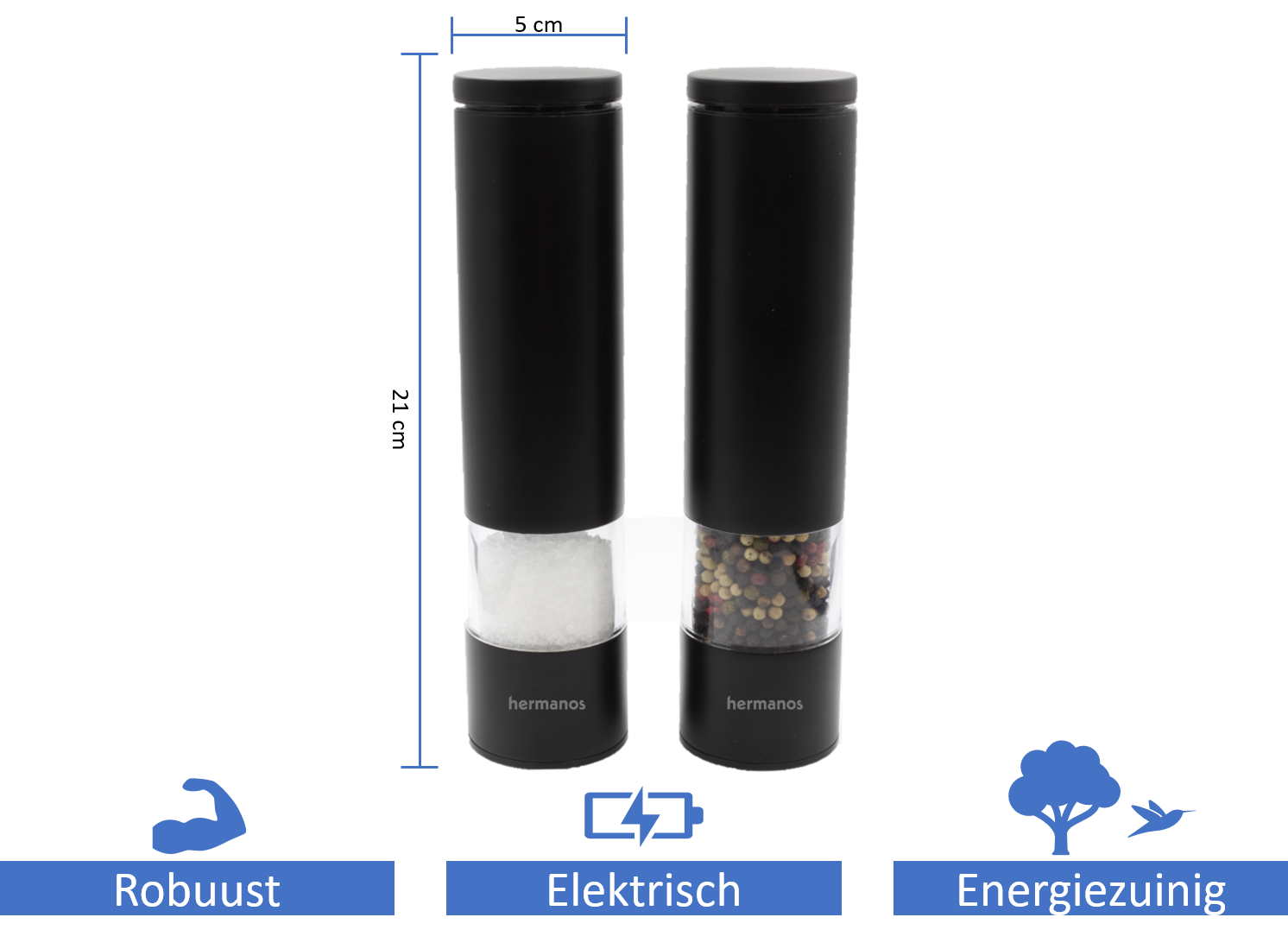 Pfeffer- und Salzmühlen-Set elektrisch - schwarz