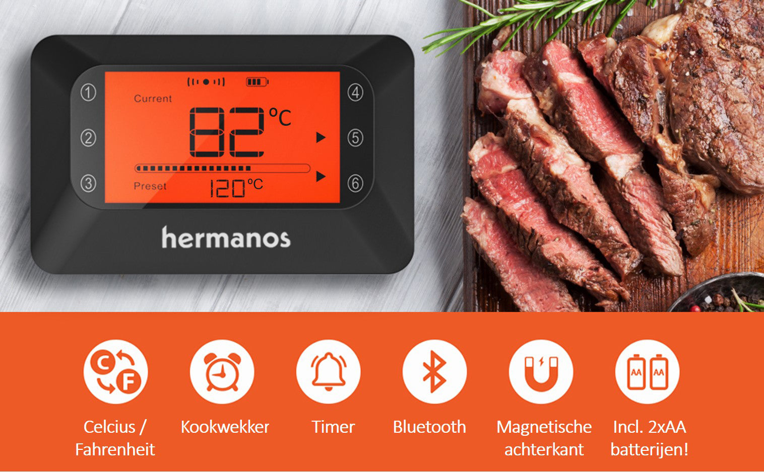 Grillthermometer - 6 Sonden - HBBQT03