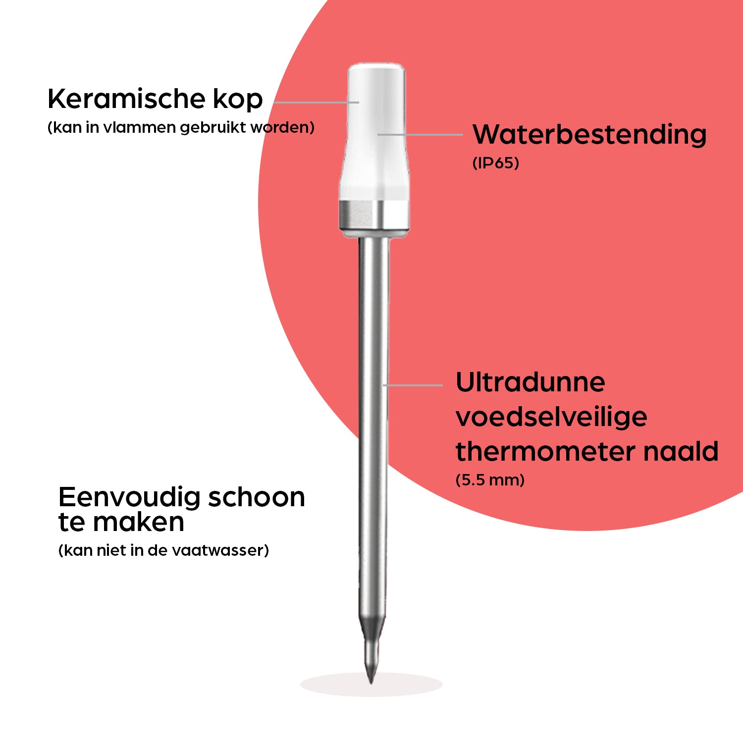 Barbecue Thermometer Draadloos incl. 1 sonde - Wit